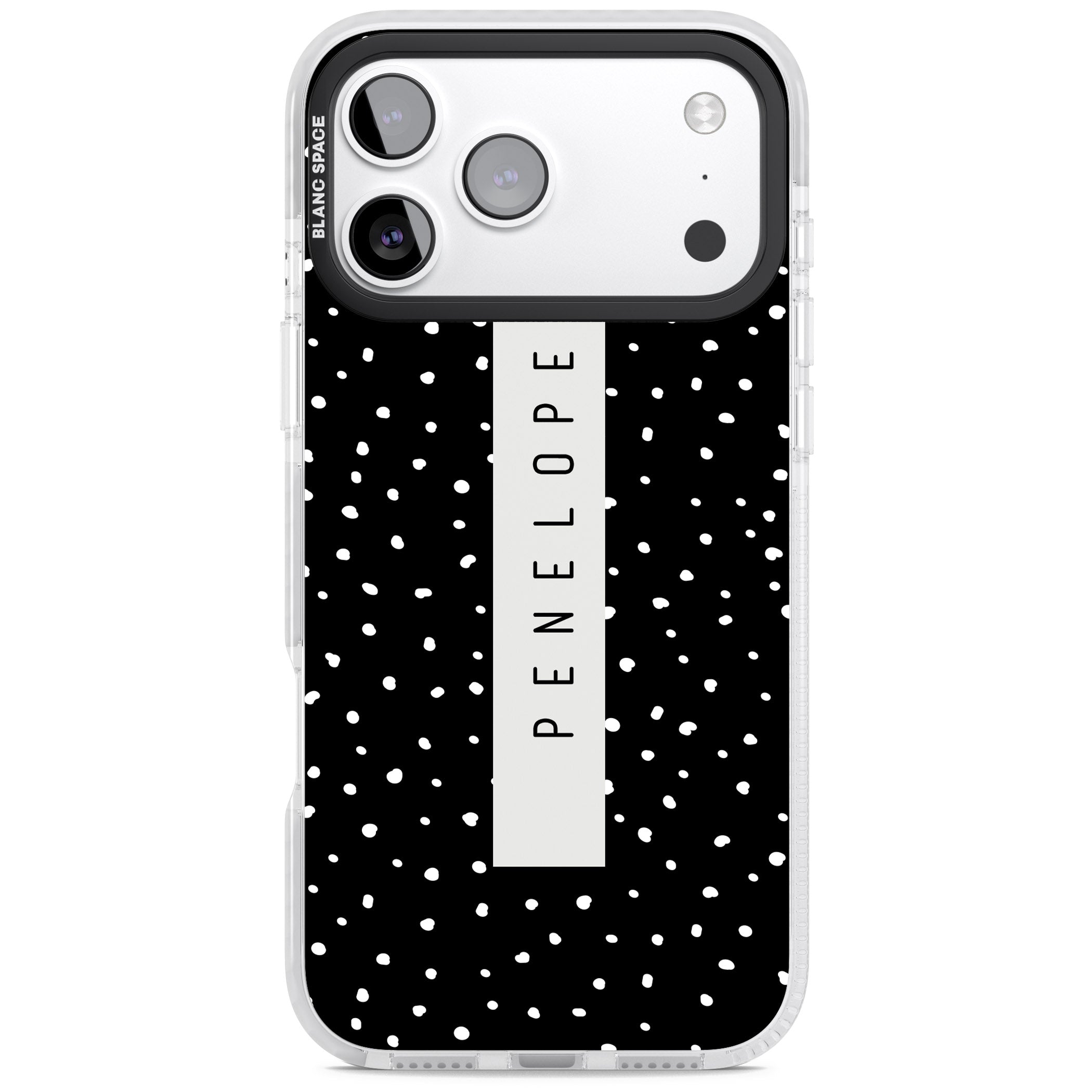 Personalised Black Dots iPhone 17 Pro Impact Clear Phone Case