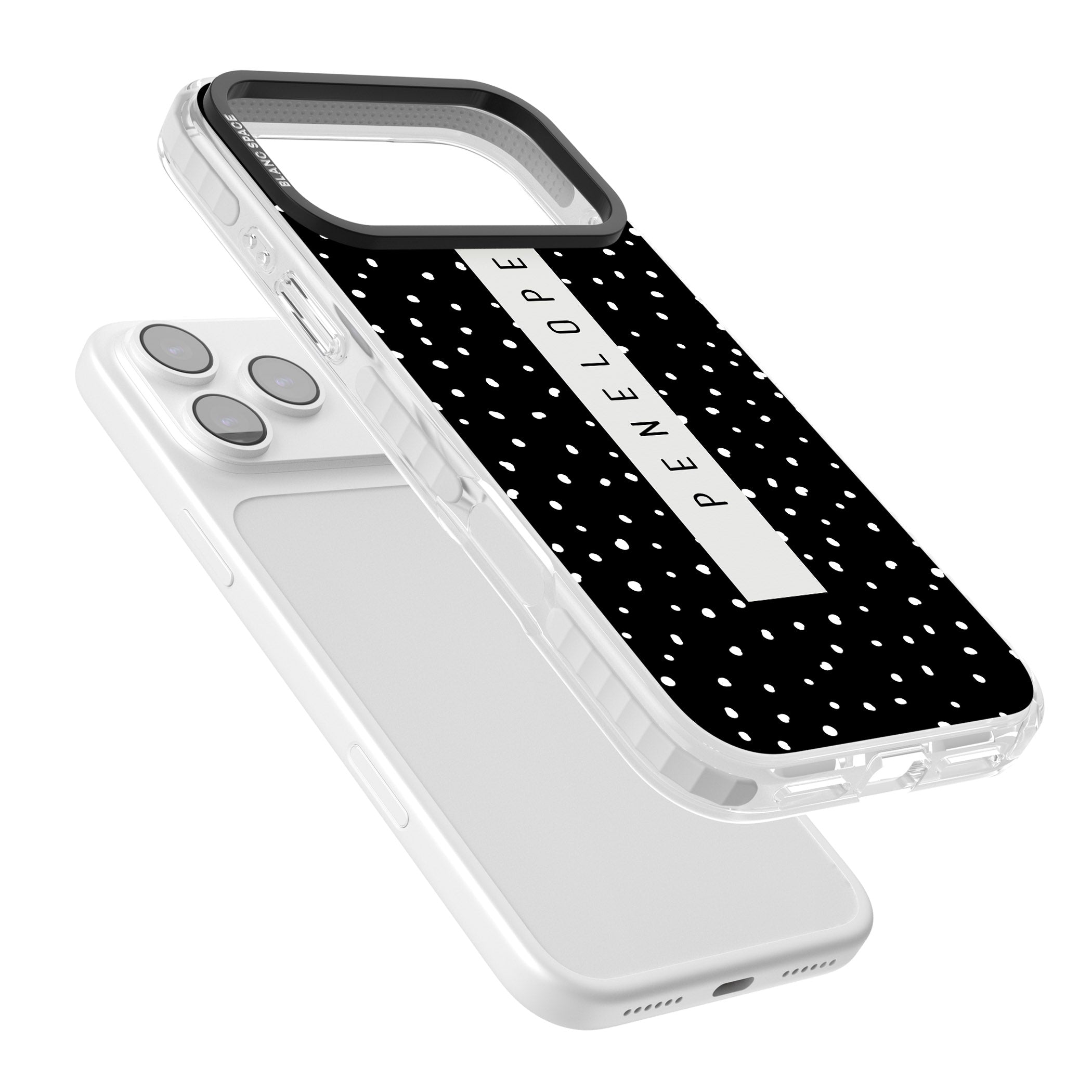 Personalised Black Dots iPhone 17 Pro Impact Clear Phone Case Colours