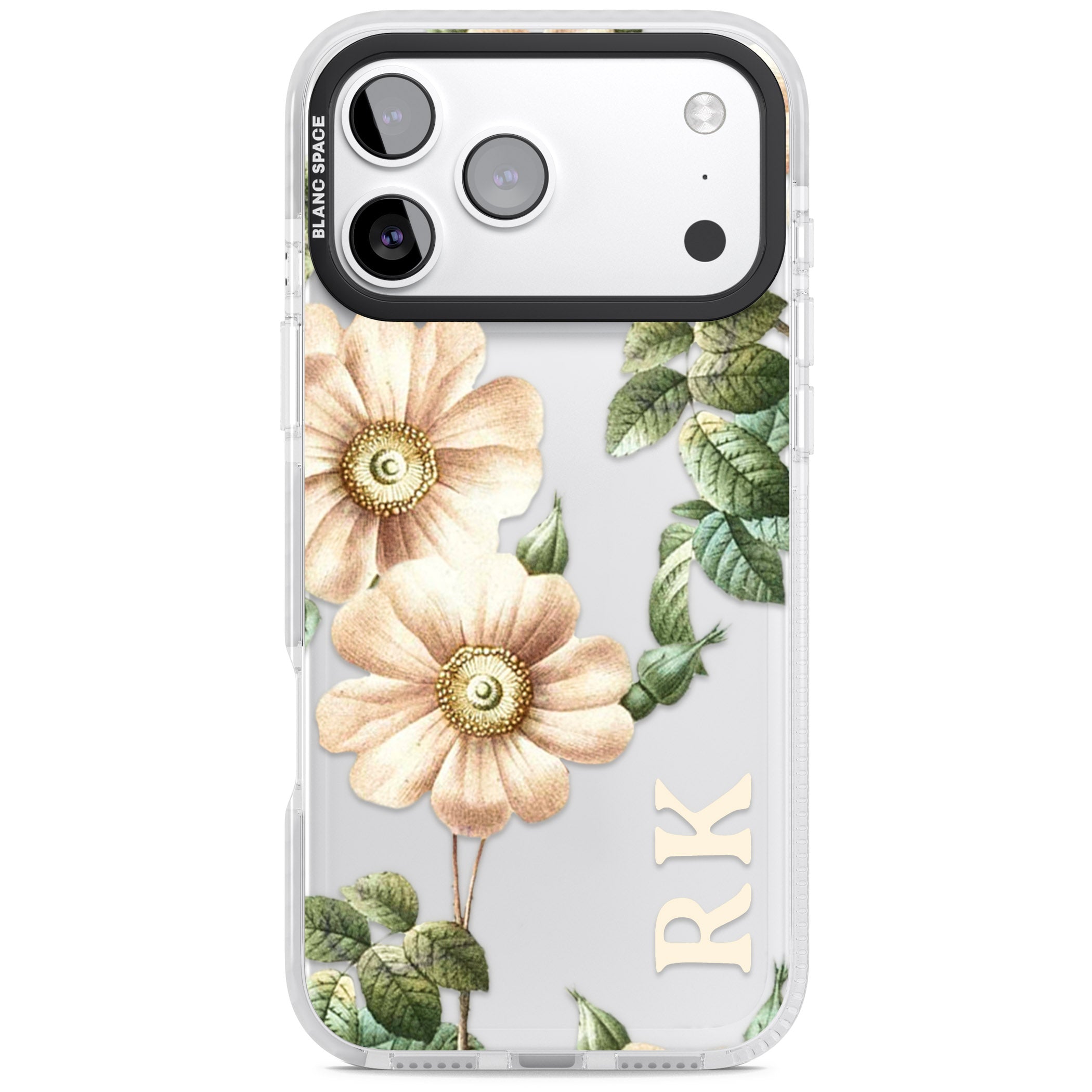 Personalised Vintage Floral Anemone iPhone 17 Pro Impact Clear Phone Case