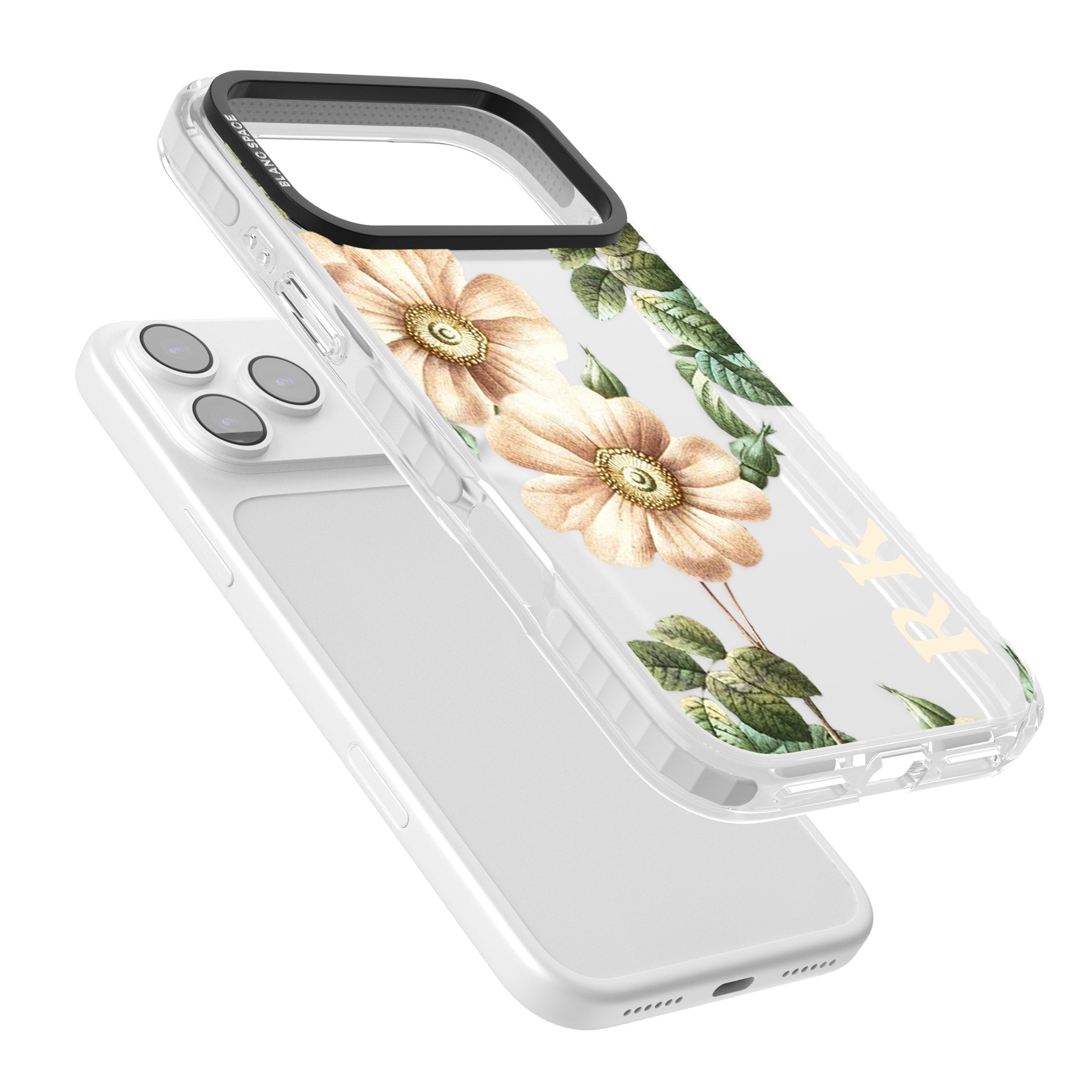 Personalised Vintage Floral Anemone iPhone 17 Pro Impact Clear Phone Case Colours