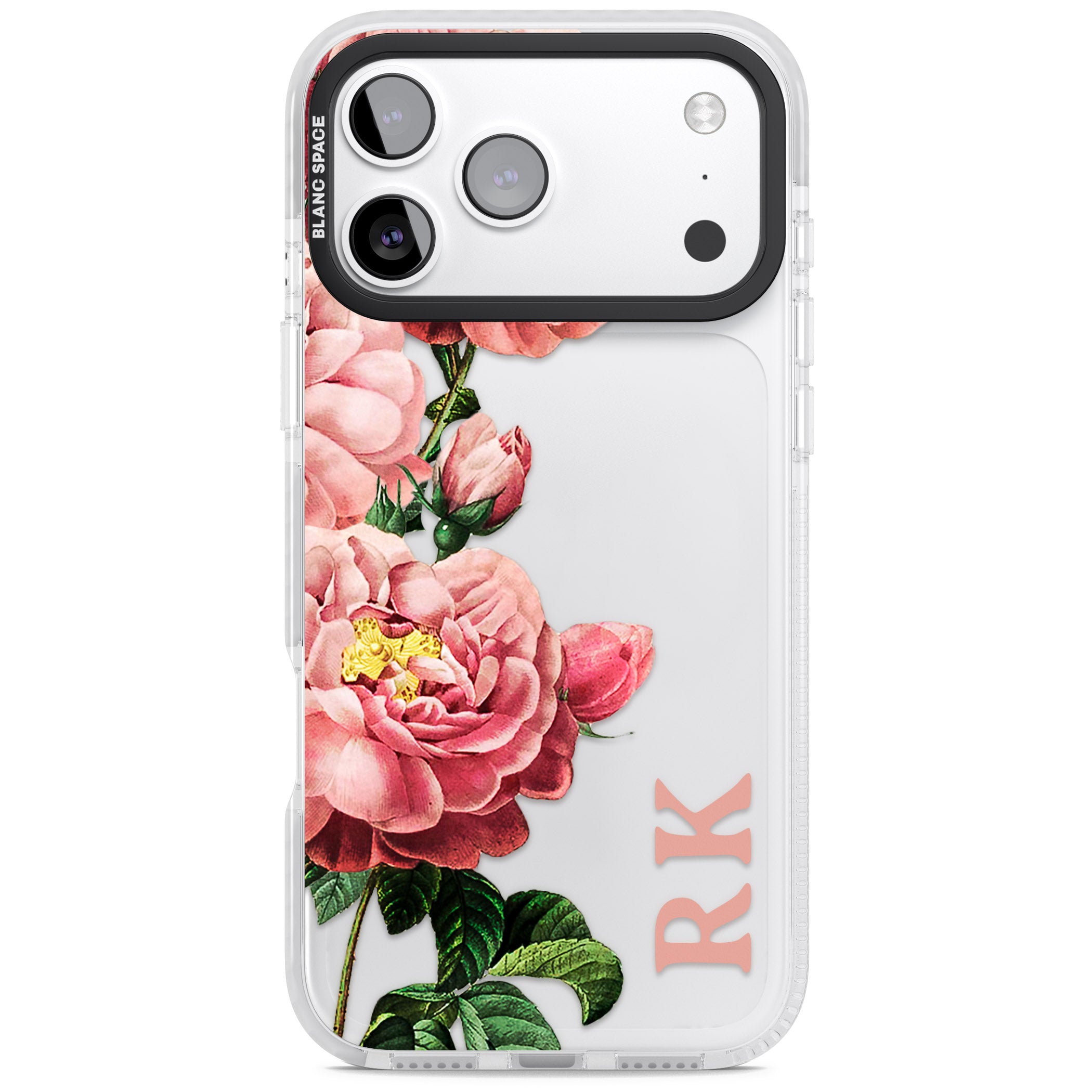 Personalised Vintage Floral Peonies iPhone 17 Pro Max Impact Clear Phone Case