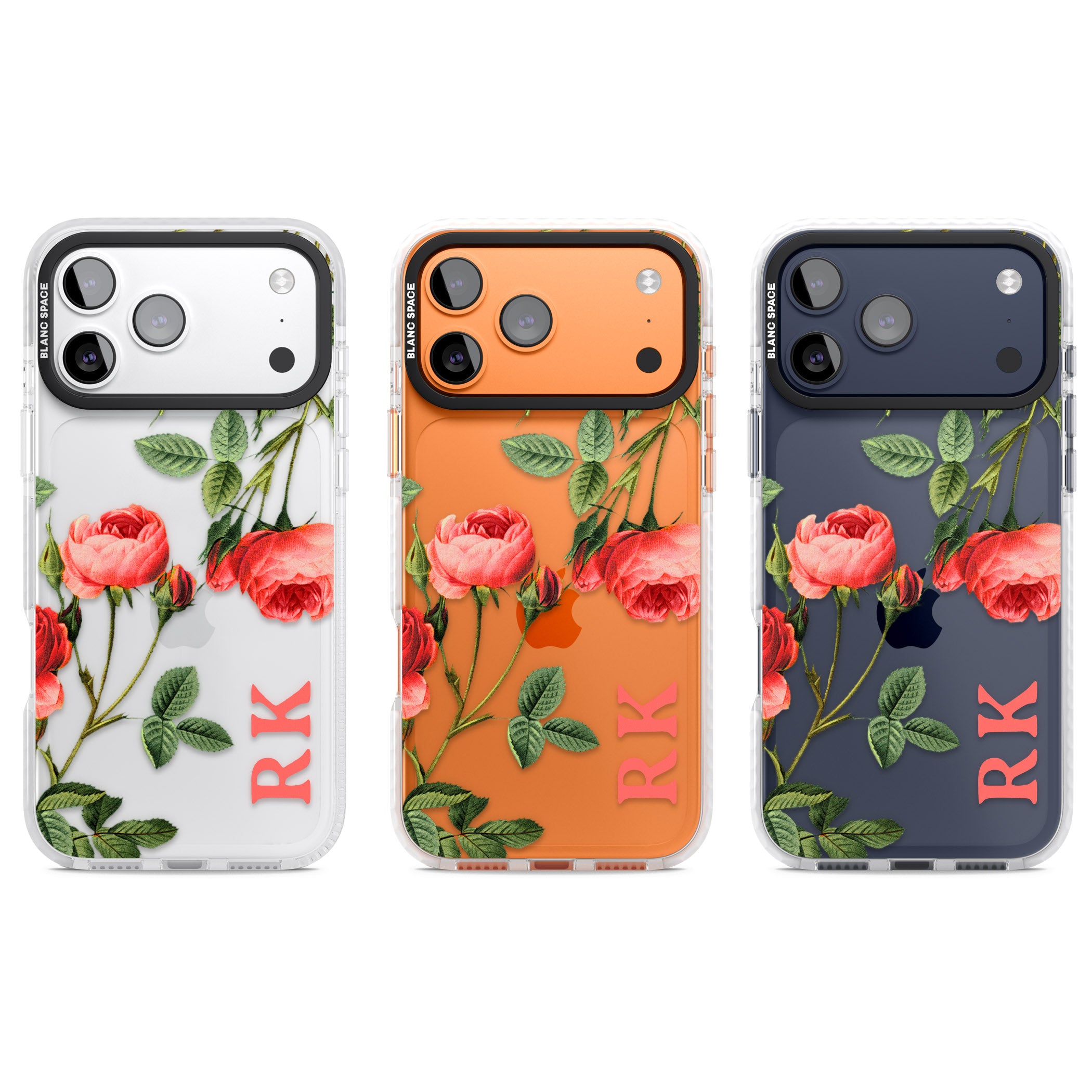 Personalised Vintage Floral Rose iPhone 17 Pro Impact Clear Phone Case APT Impact Protection