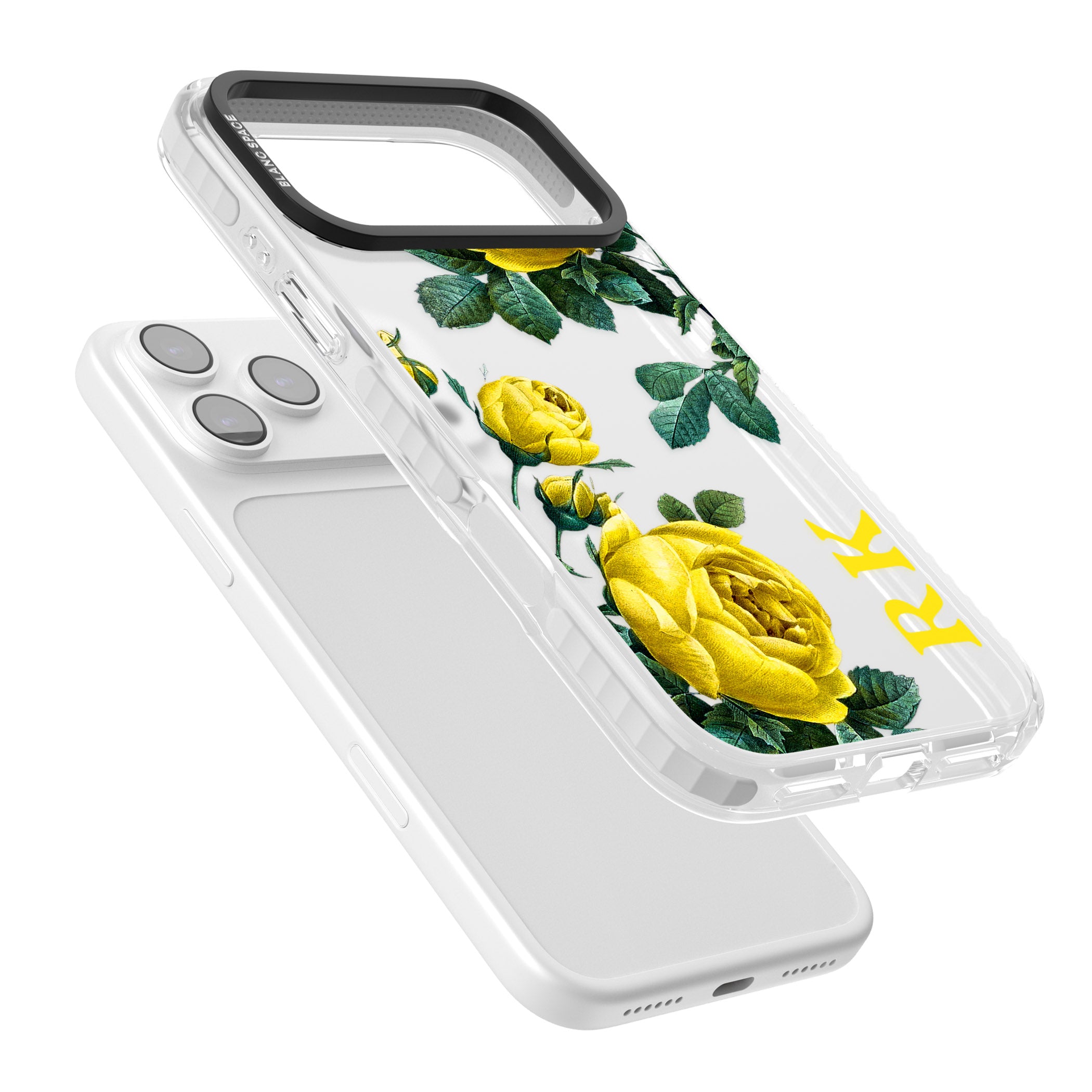 Personalised Vintage Floral Yellow Roses iPhone 17 Pro Max Impact Clear Phone Case Colours