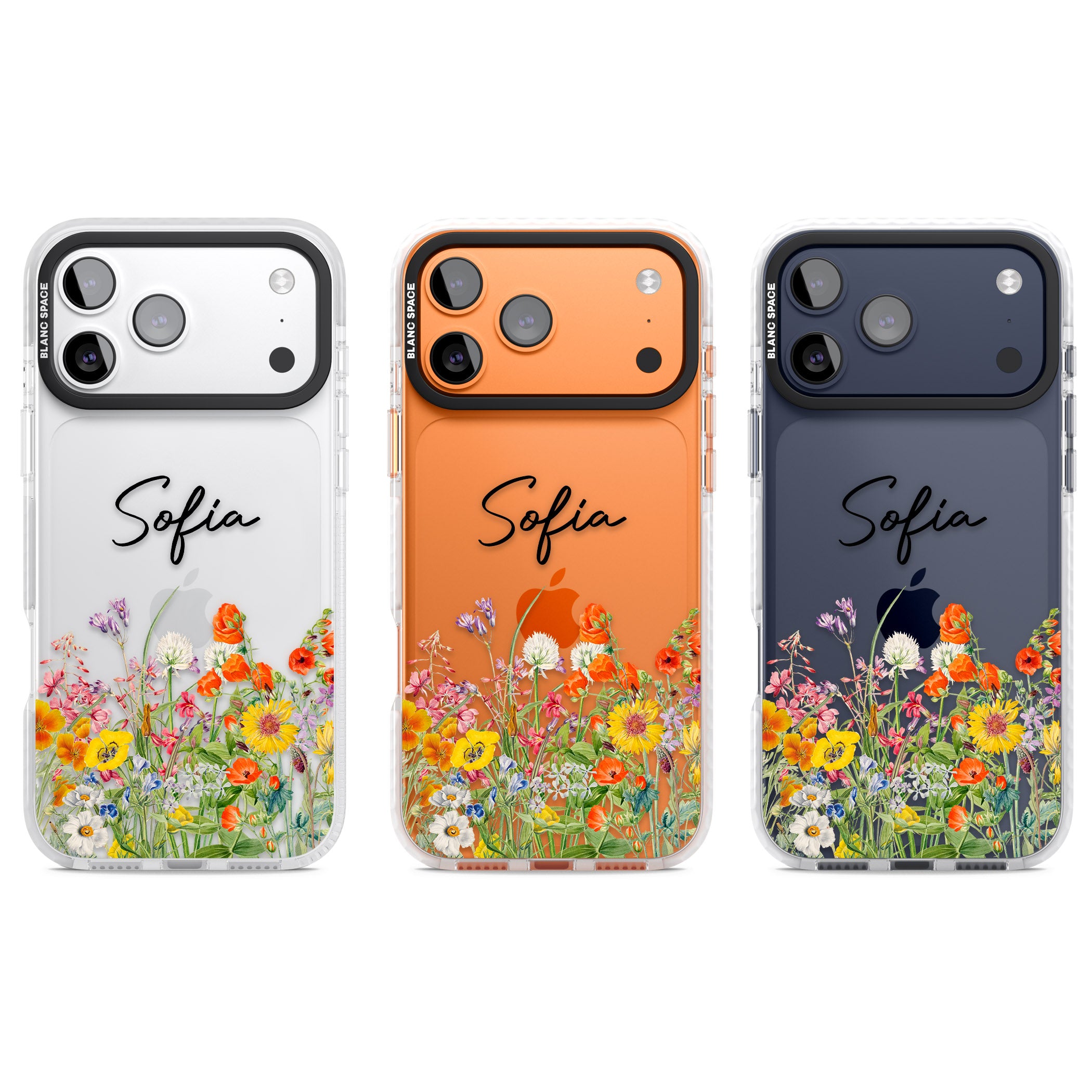 Personalised Summer Wildflowers iPhone 17 Pro Impact Clear Phone Case APT Impact Protection