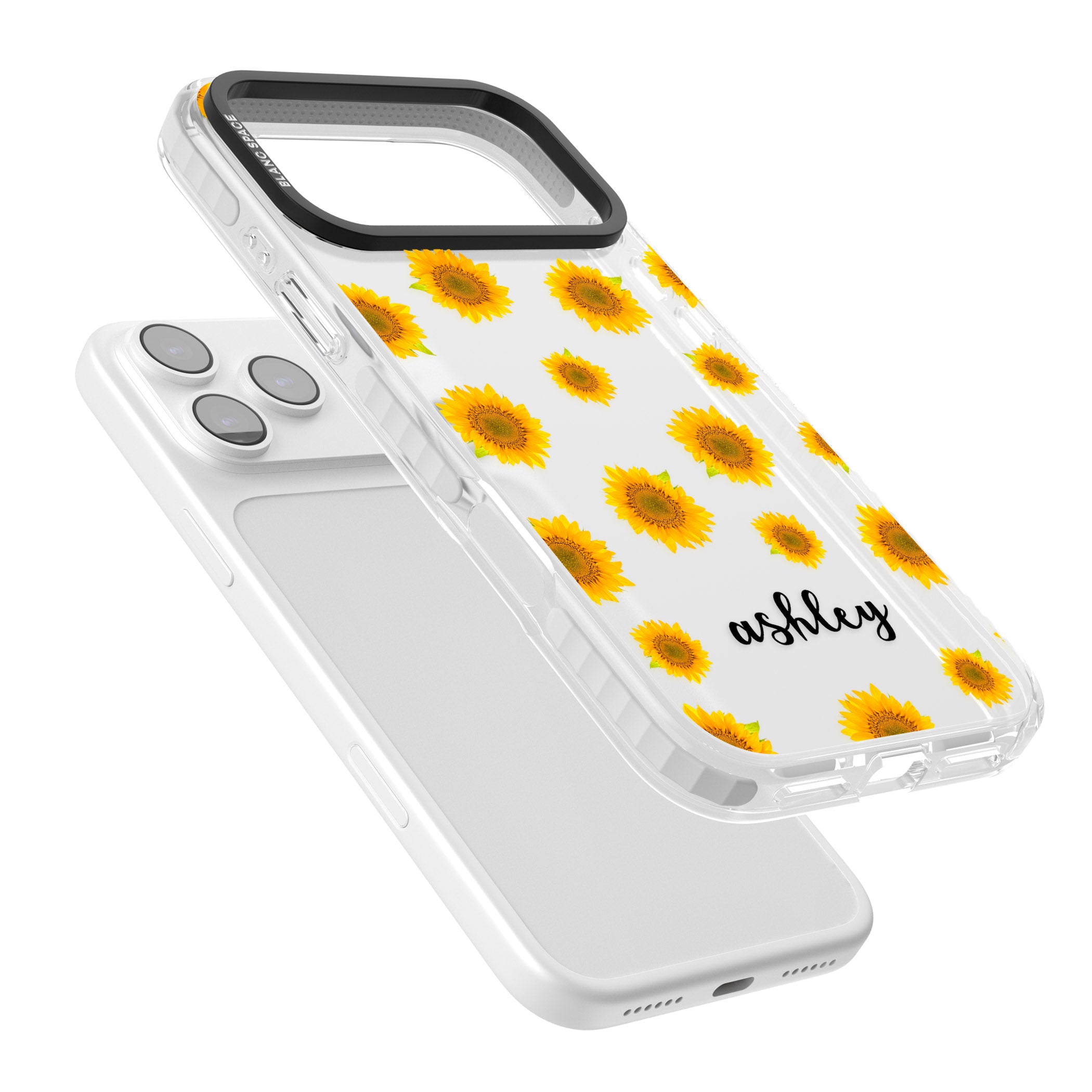 Personalised Sunflowers & Cursive iPhone 17 Pro Max Impact Clear Phone Case Colours