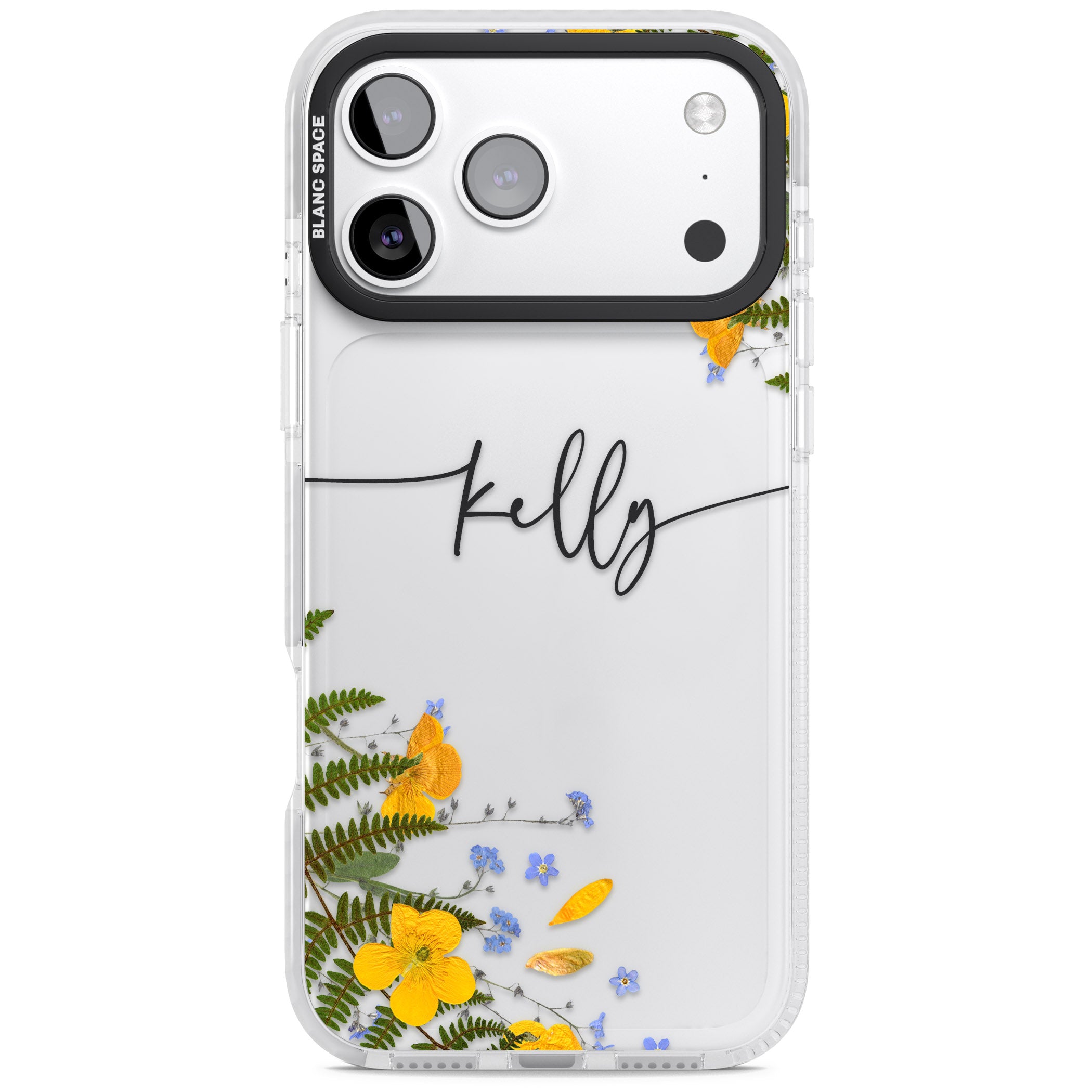 Personalised Ferns & Wildflowers iPhone 17 Pro Impact Clear Phone Case