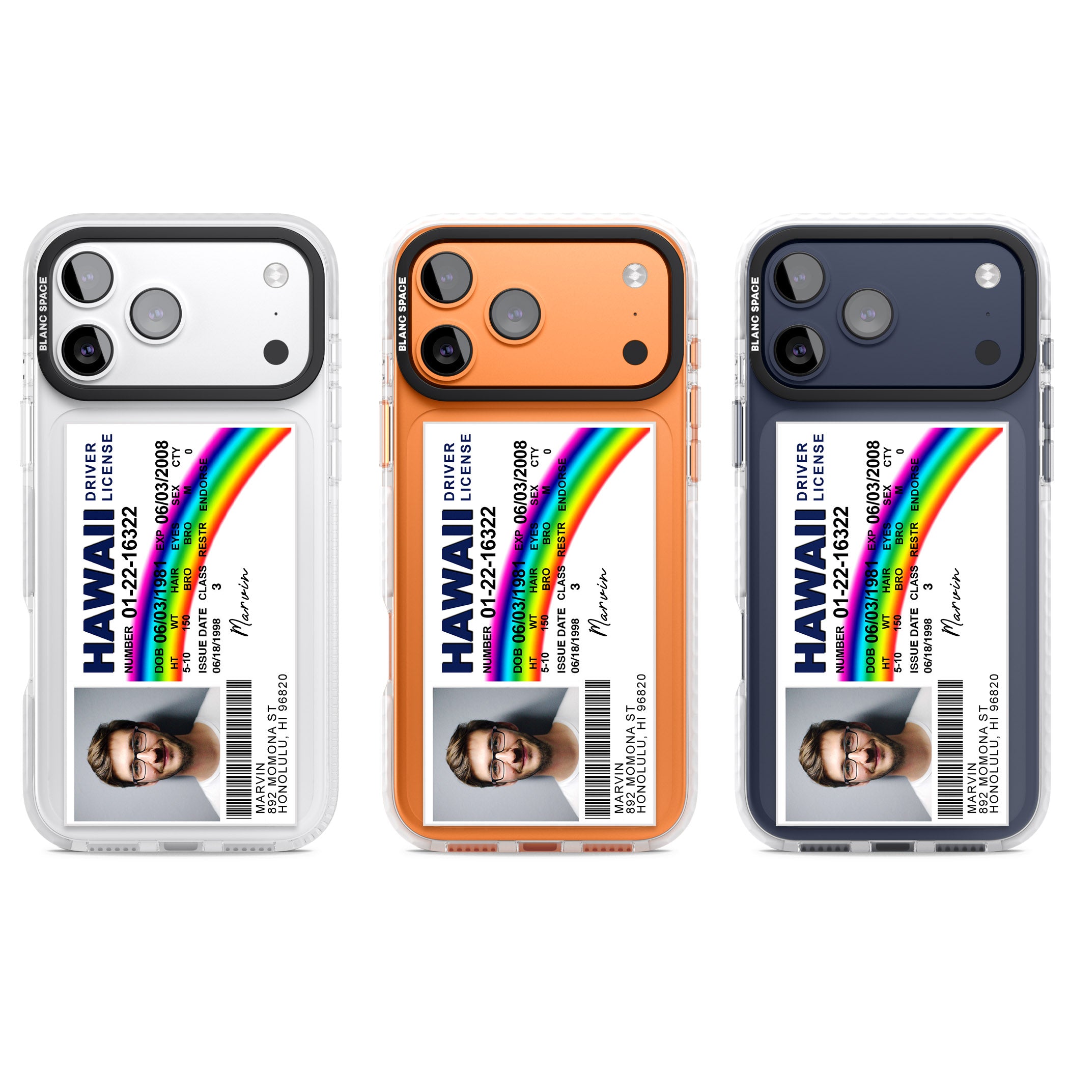 Personalised Hawaii Driving License iPhone 17 Pro Impact Clear Phone Case APT Impact Protection