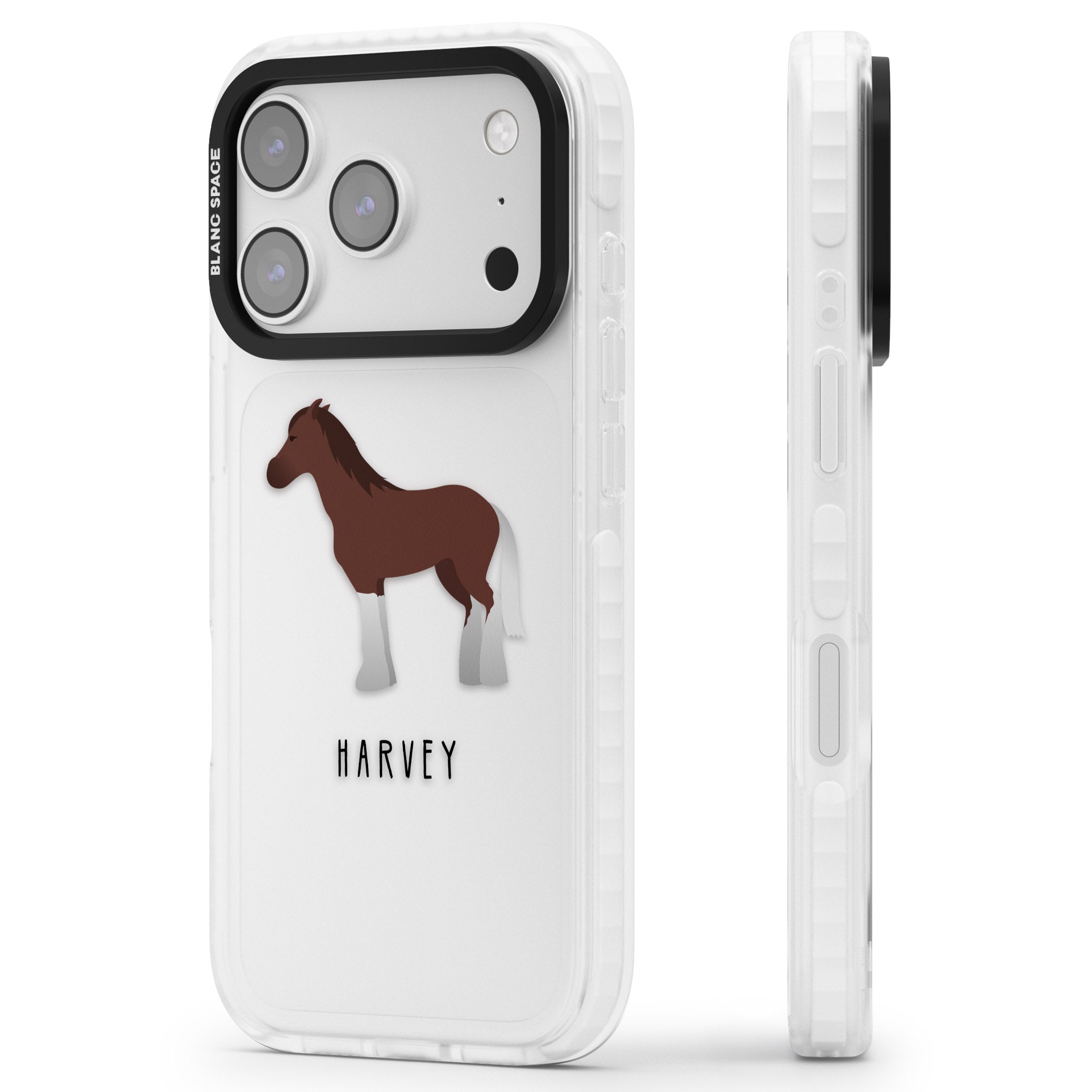 Personalised Brown Horse iPhone 17 Pro Impact Clear Phone Case Side Profile