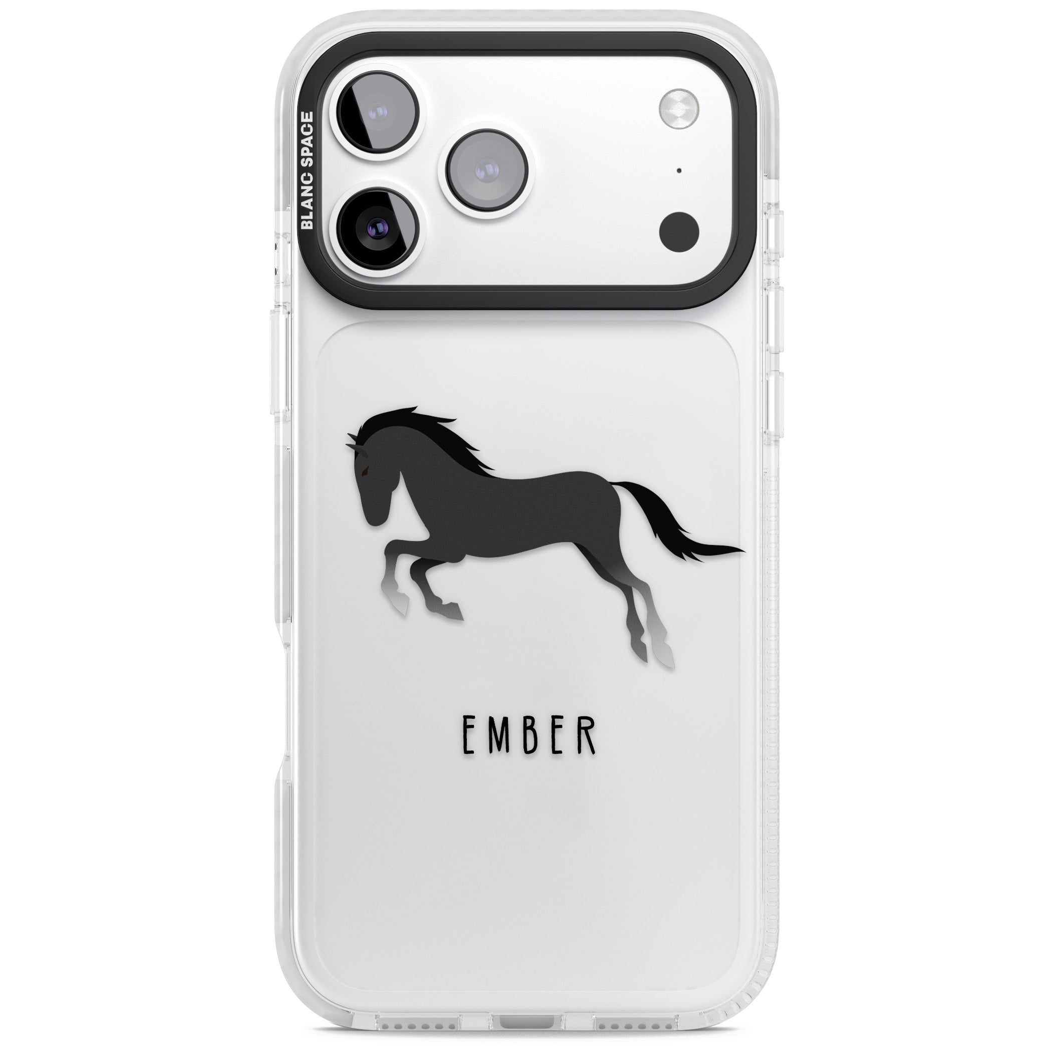 Personalised Black Horse iPhone 17 Pro Impact Clear Phone Case