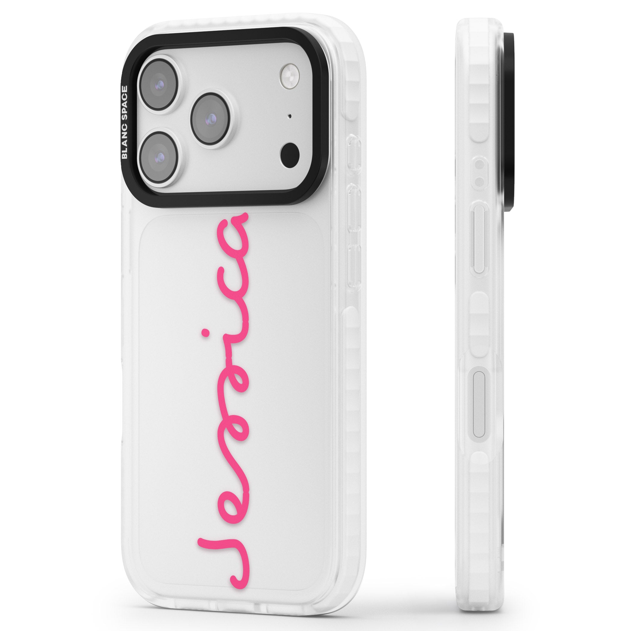 Personalised Summer Name iPhone 17 Pro Impact Clear Phone Case Side Profile