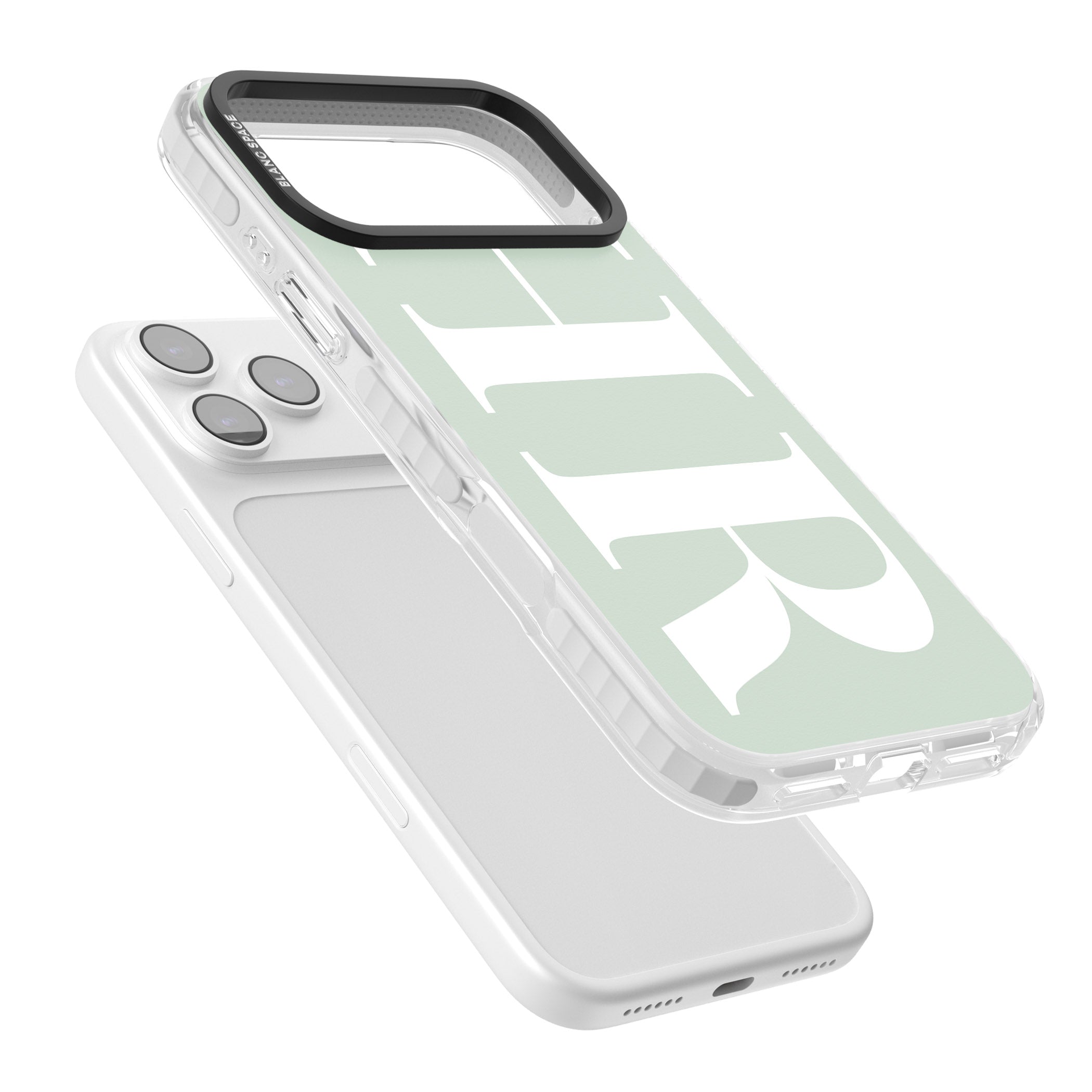 Personalised White & Seafoam Green Letters iPhone 17 Pro Max Impact Clear Phone Case Colours