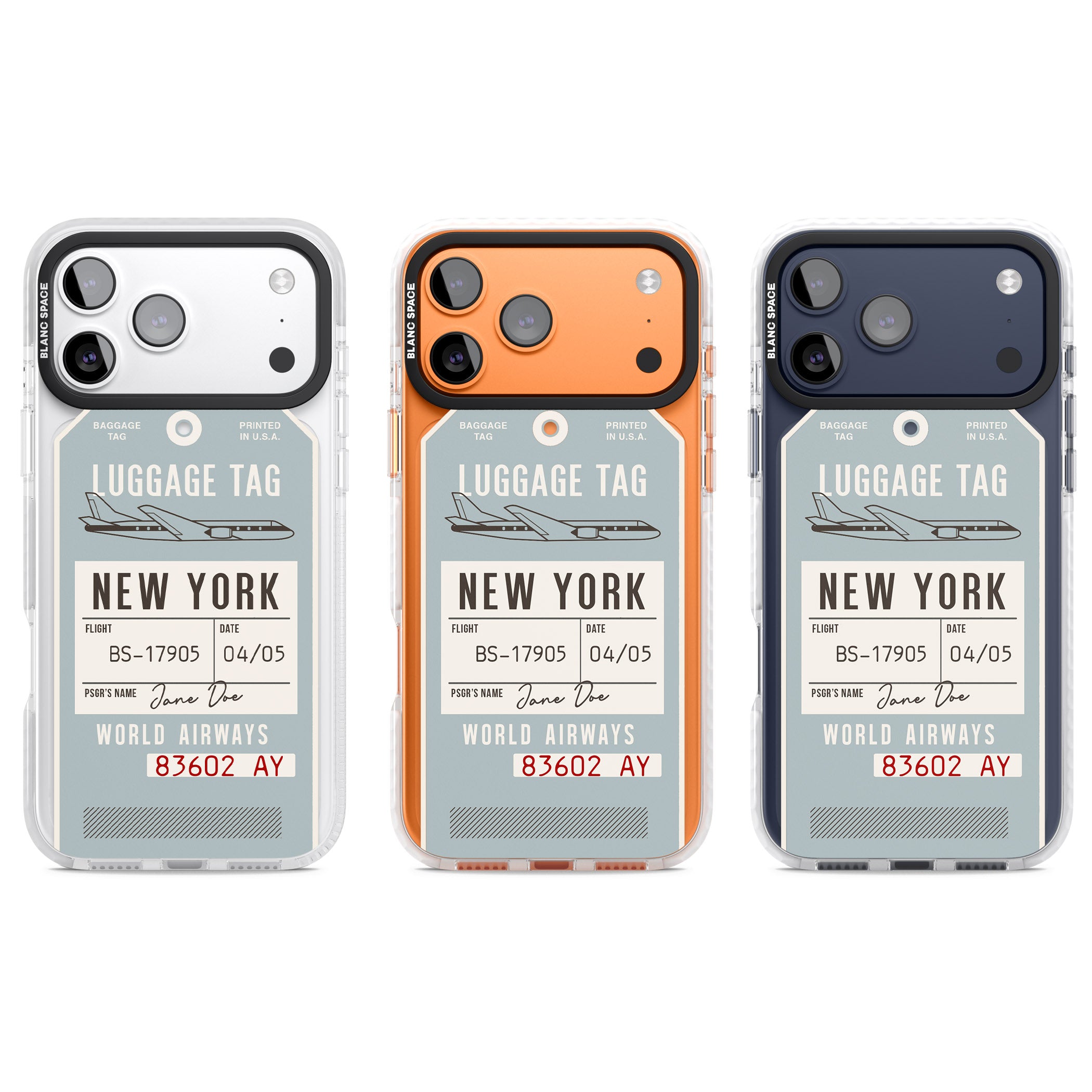 Personalised Vintage Usa Luggage Tag iPhone 17 Pro Impact Clear Phone Case APT Impact Protection