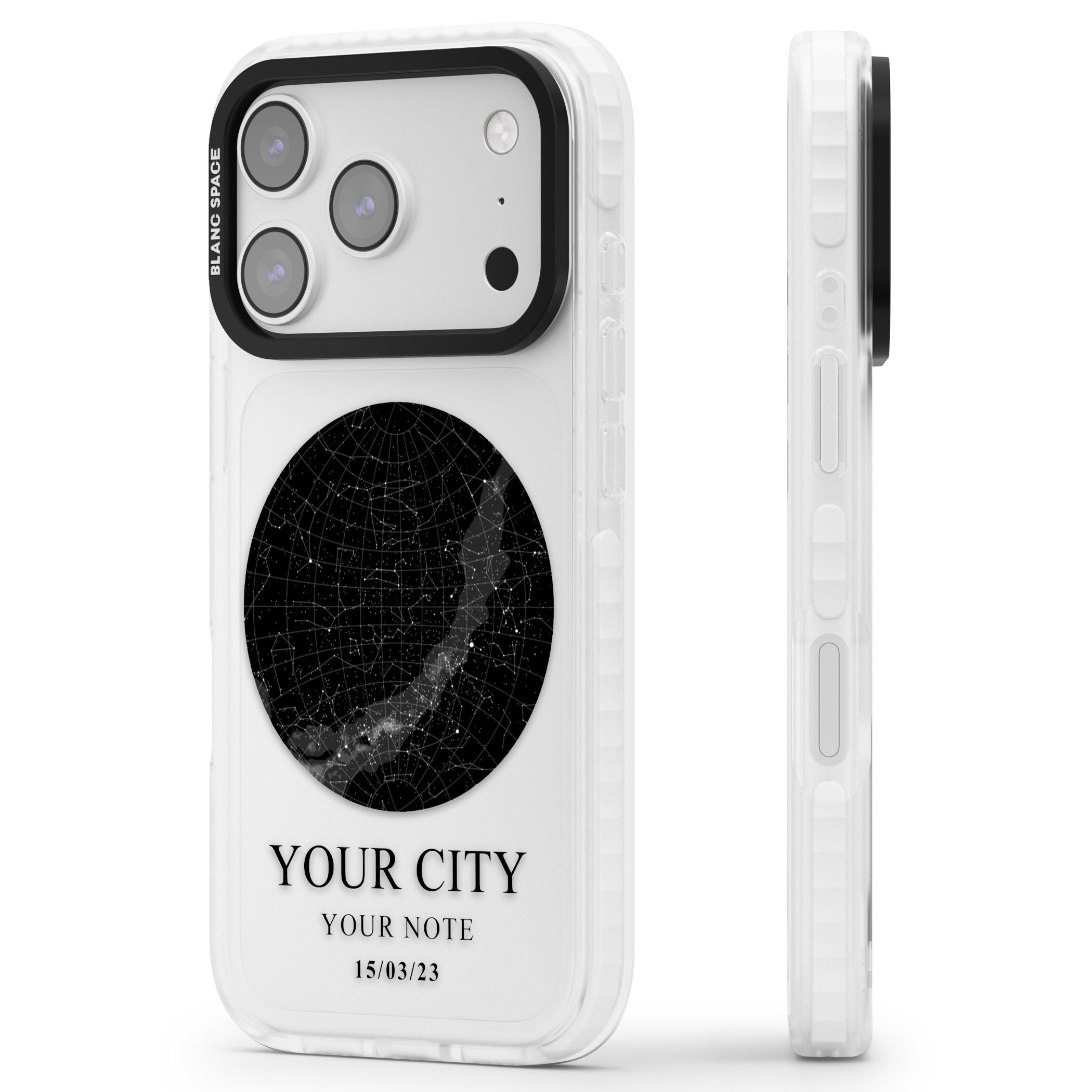 Personalised Star Map iPhone 17 Pro Max Impact Clear Phone Case Side Profile
