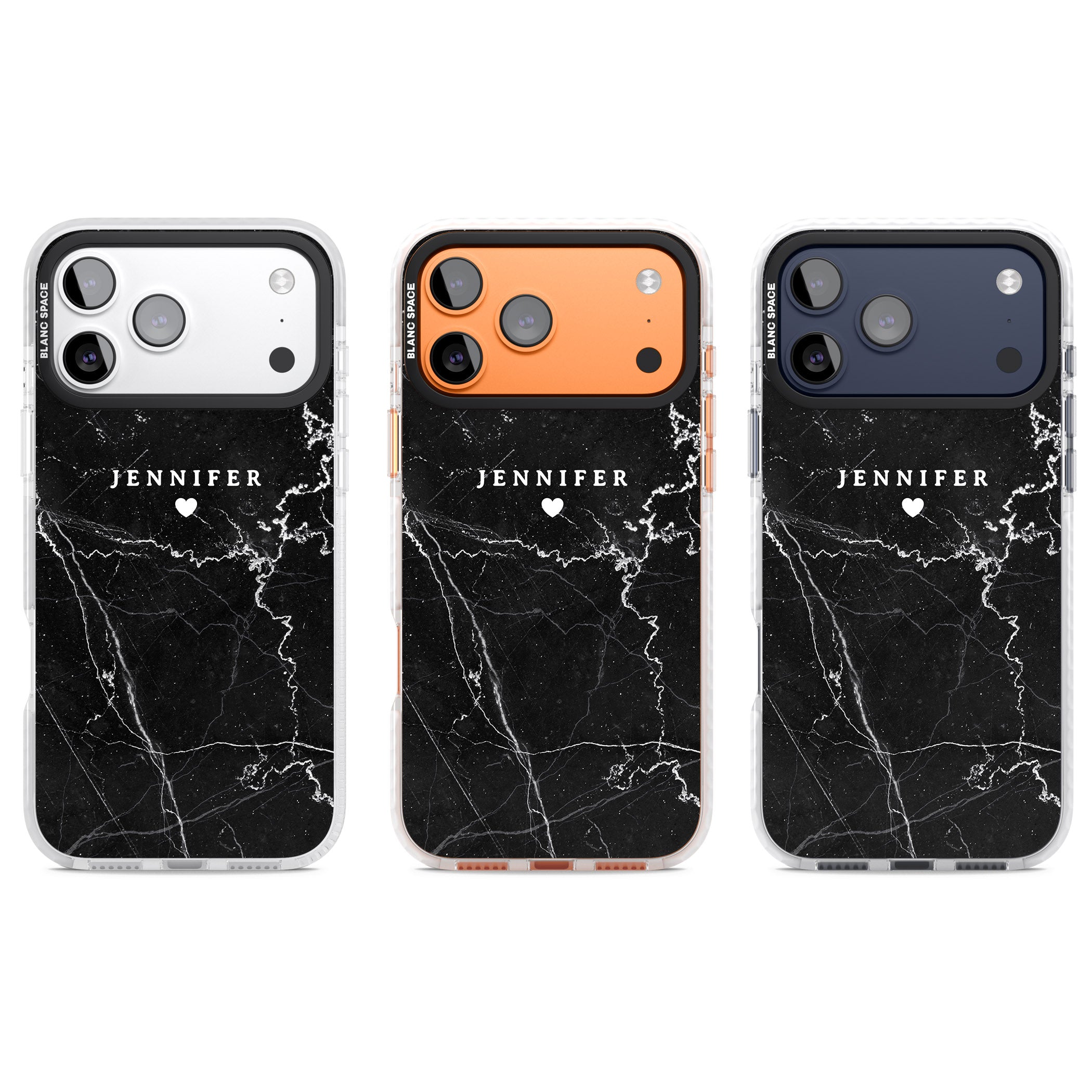 Personalised Black Marble iPhone 17 Pro Impact Clear Phone Case APT Impact Protection