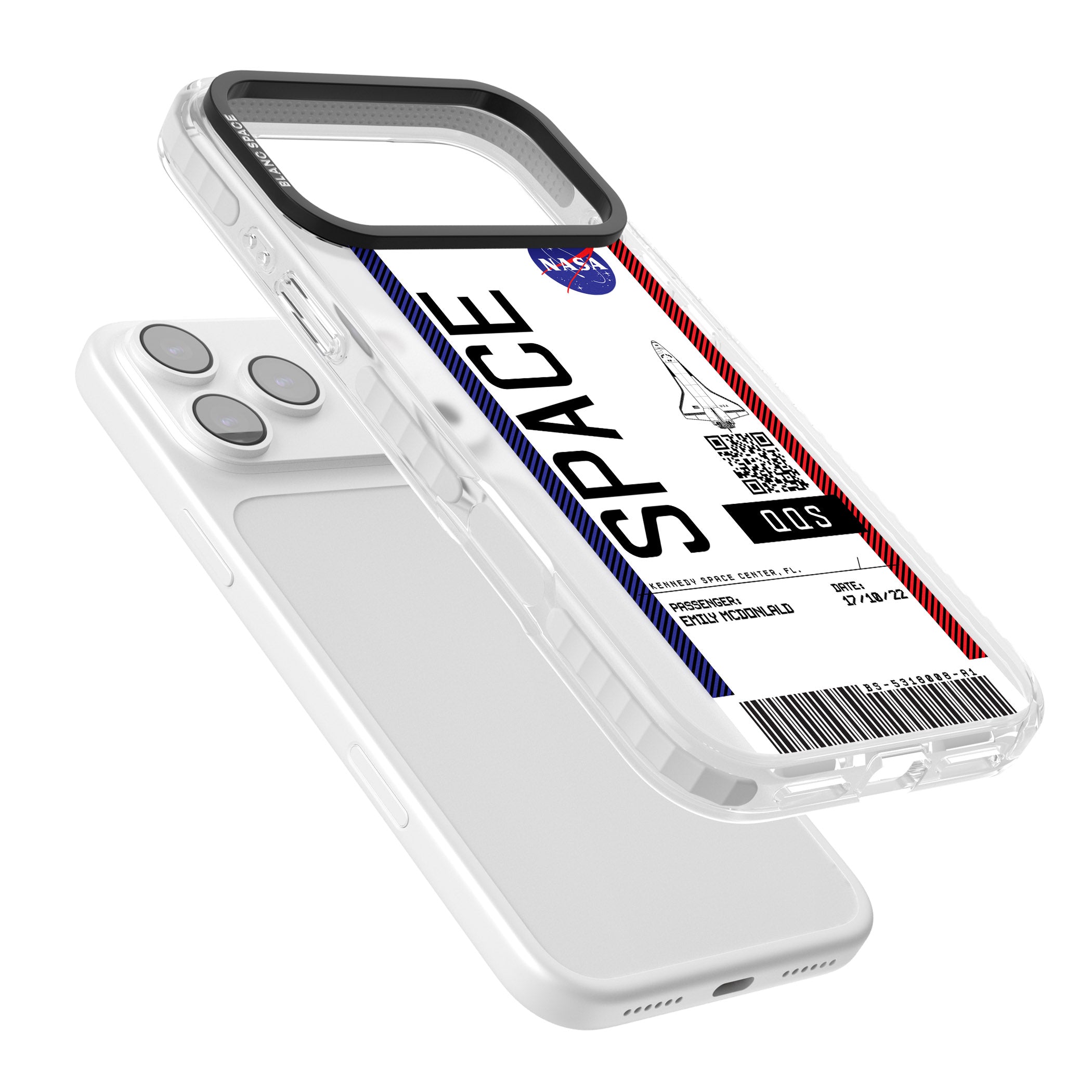 Personalised Nasa Boarding Pass (Light) iPhone 17 Pro Impact Clear Phone Case Colours