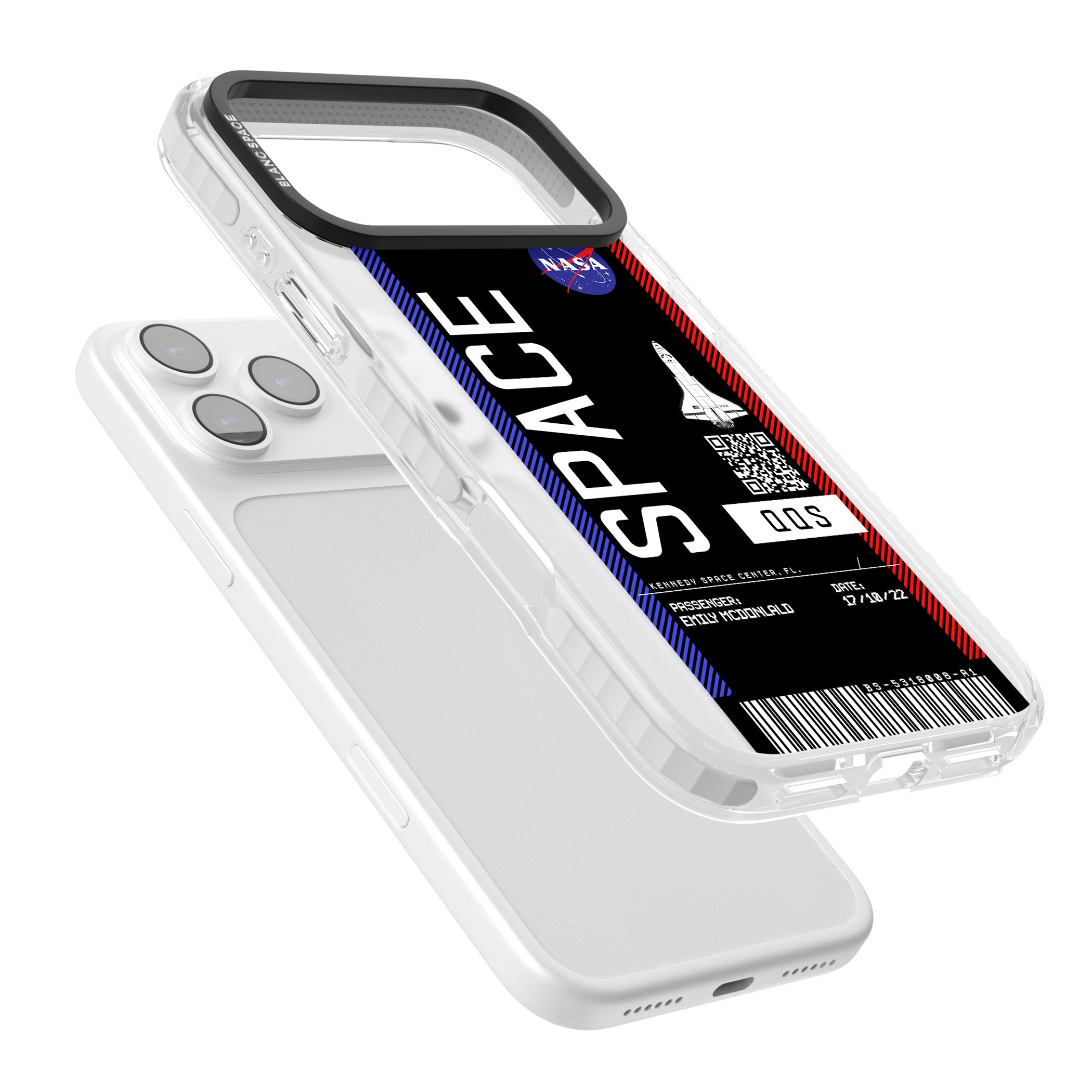 Personalised Nasa Boarding Pass (Dark) iPhone 17 Pro Impact Clear Phone Case Colours