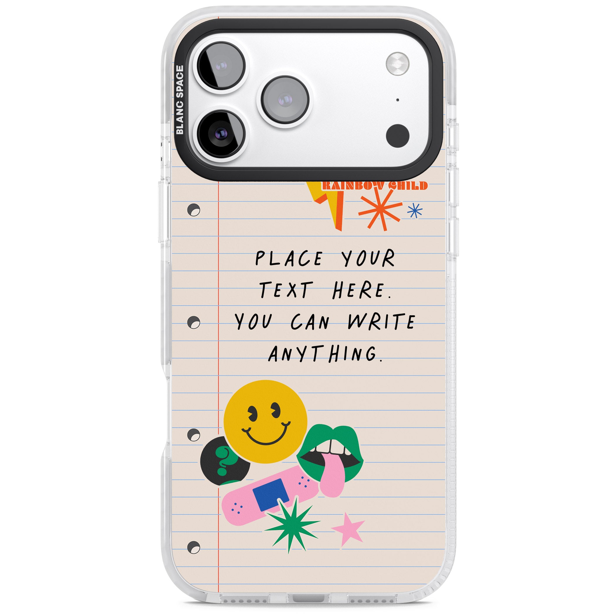 Personalised Retro Rainbow Fun iPhone 17 Pro Max Impact Clear Phone Case