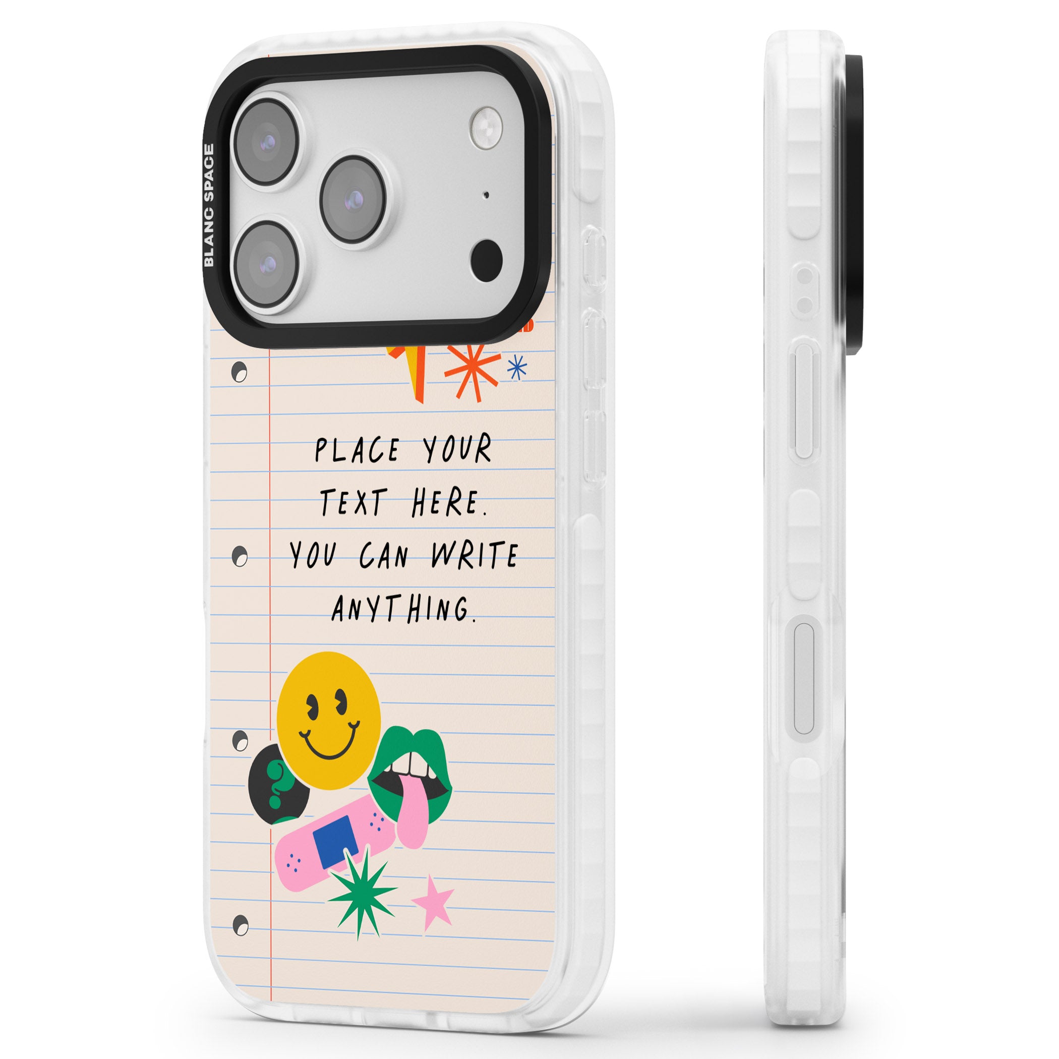 Personalised Retro Rainbow Fun iPhone 17 Pro Max Impact Clear Phone Case Side Profile