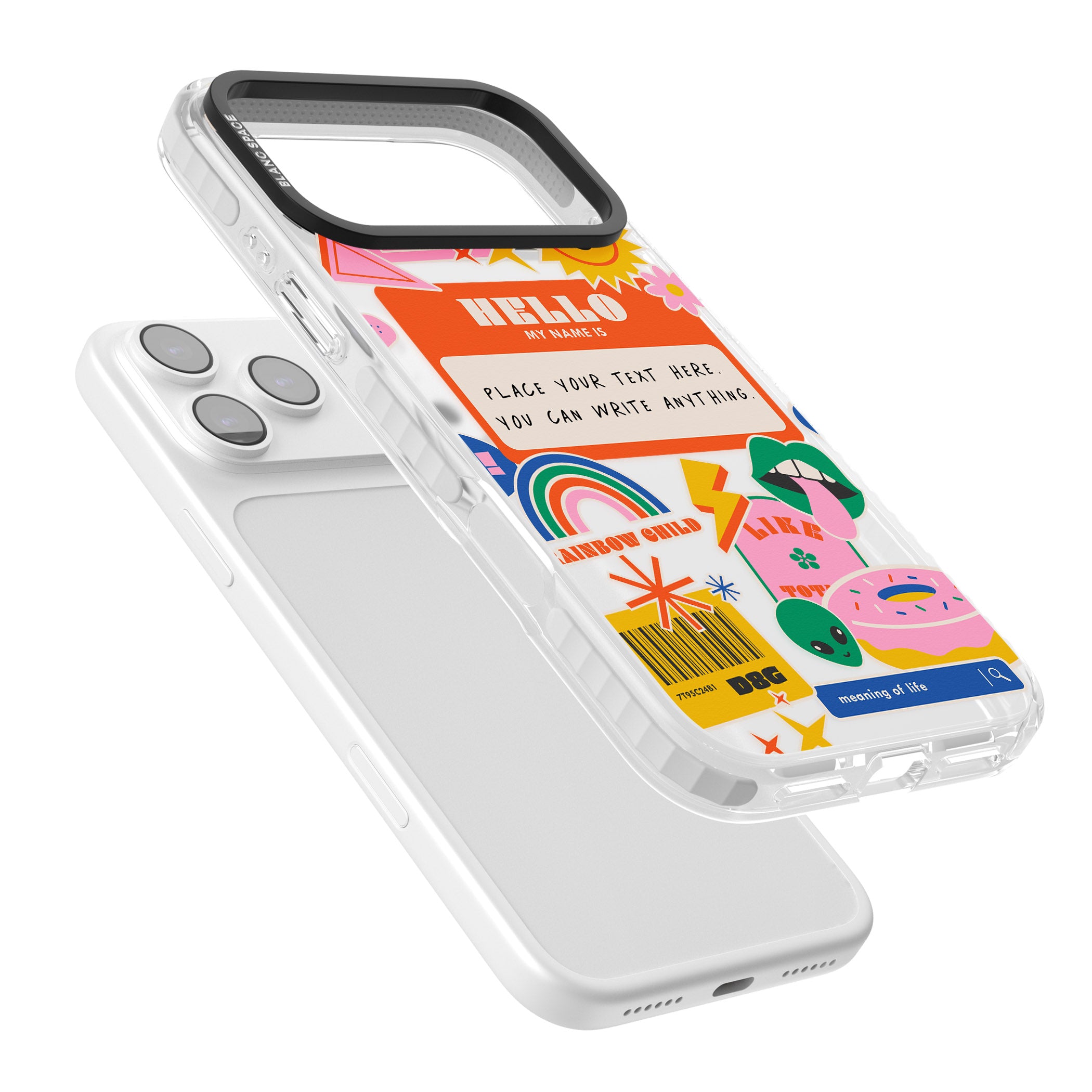 Personalised Retro Vibes Sticker iPhone 17 Pro Impact Clear Phone Case Colours