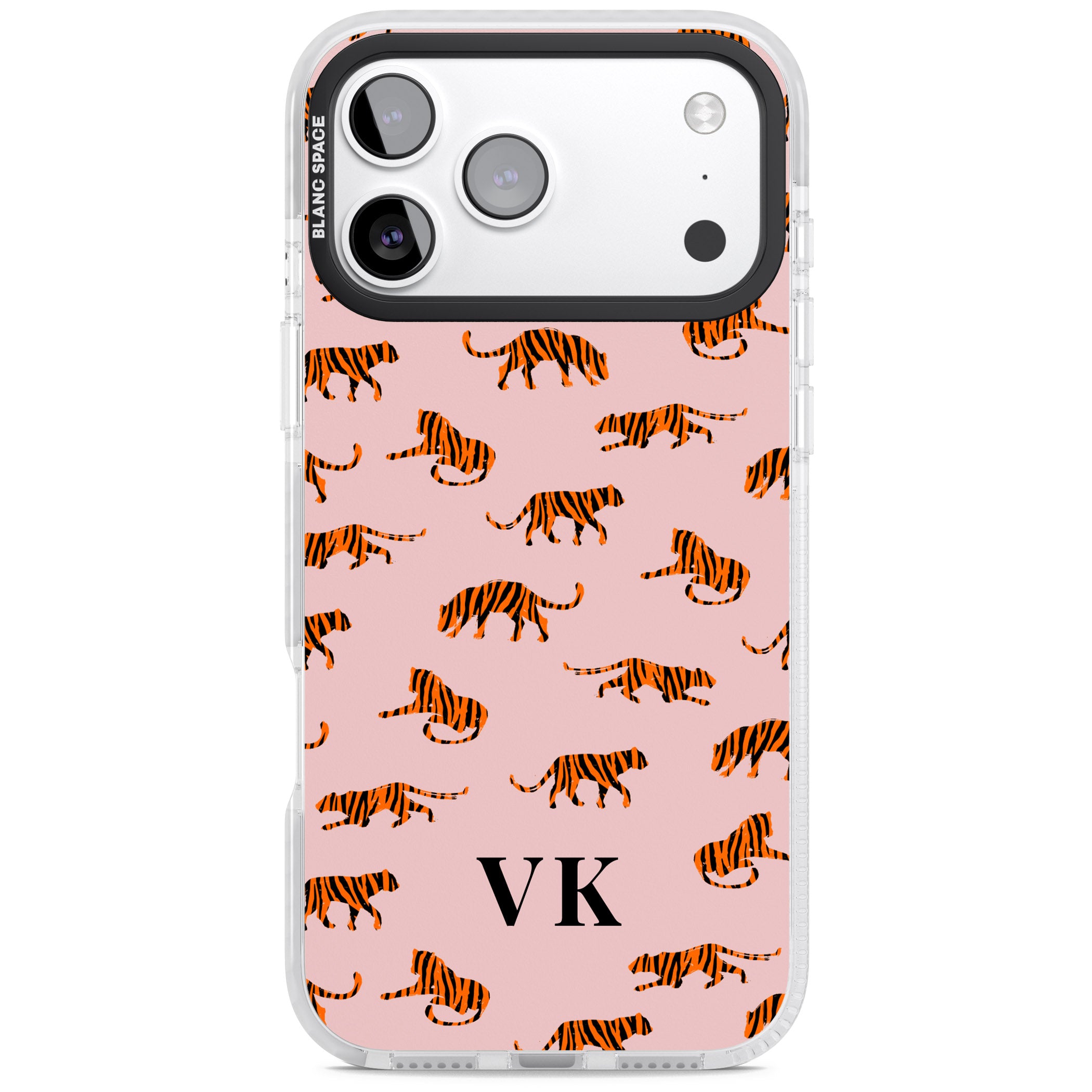 Personalised Pink Safari Tiger Pattern iPhone 17 Pro Max Impact Clear Phone Case