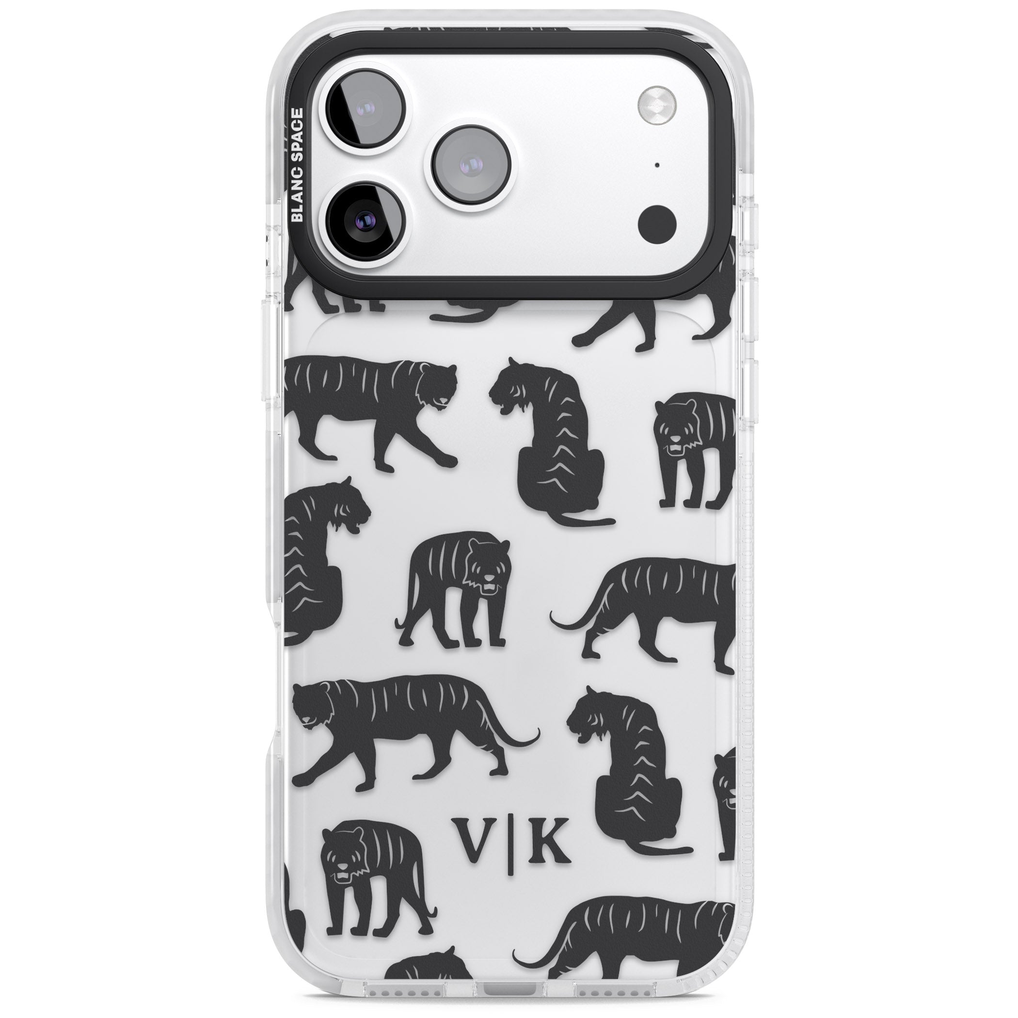 Personalised Tiger Silhouettes iPhone 17 Pro Max Impact Clear Phone Case