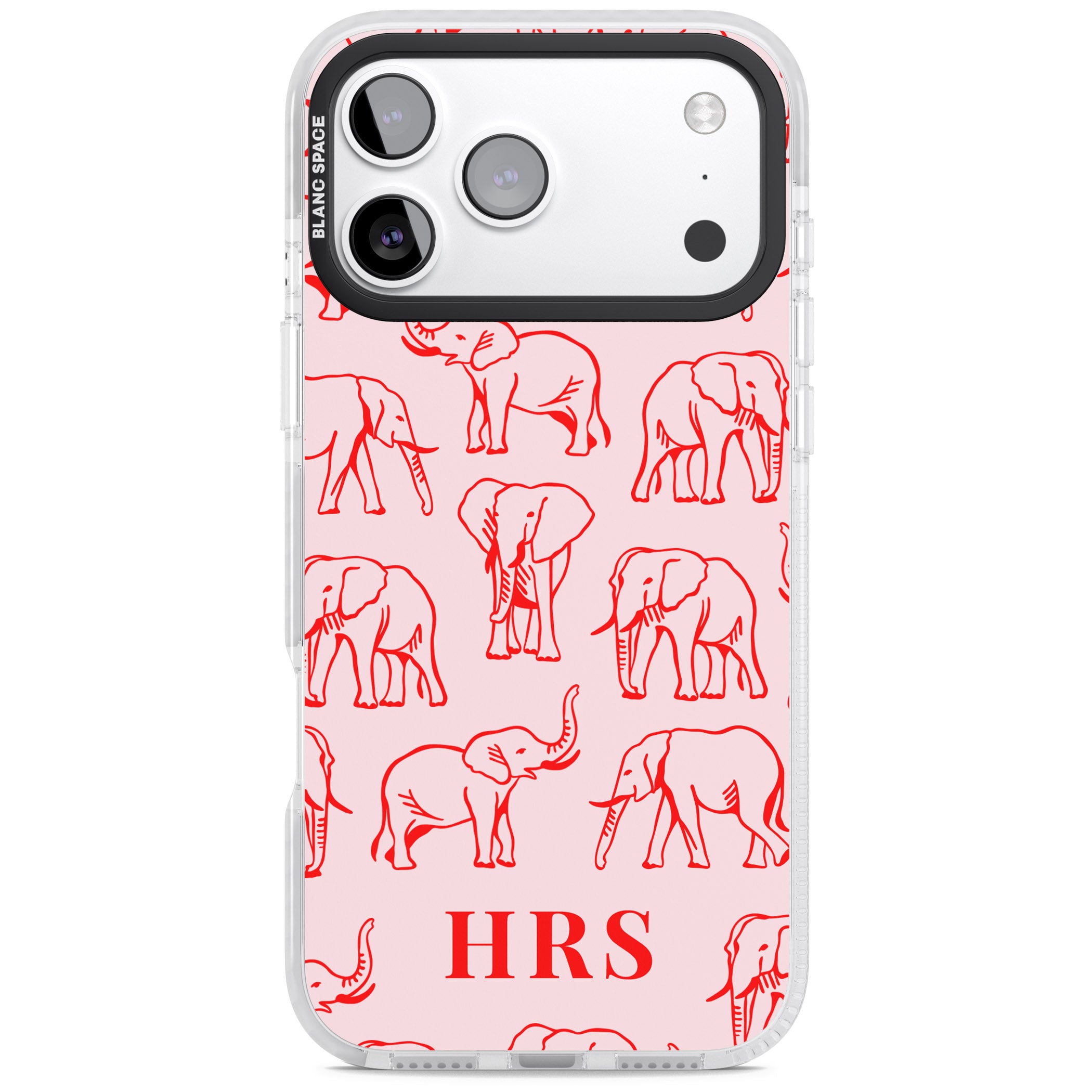 Personalised Red Elephant Outline iPhone 17 Pro Impact Clear Phone Case