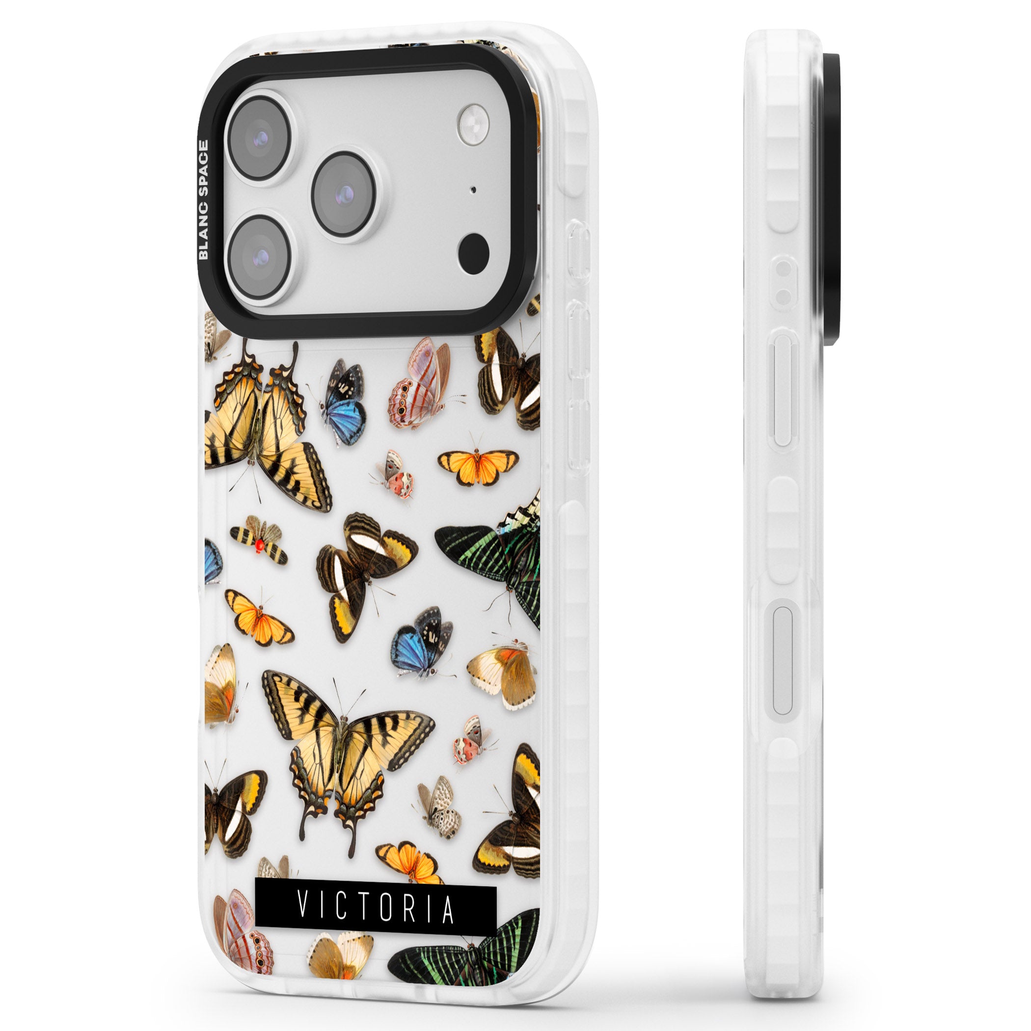 Personalised Butterfly Archive iPhone 17 Pro Max Impact Clear Phone Case Side Profile