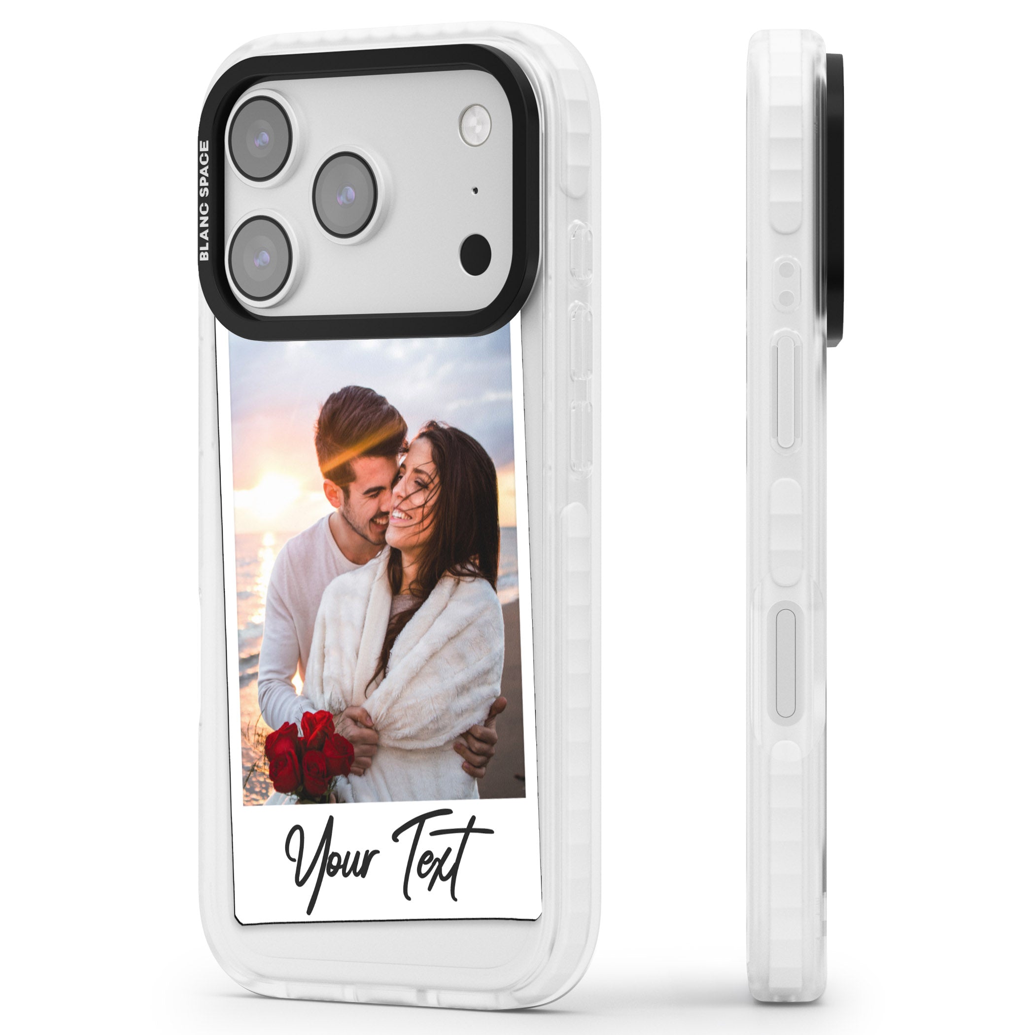 Personalised Instant Camera Photo iPhone 17 Pro Max Impact Clear Phone Case Side Profile