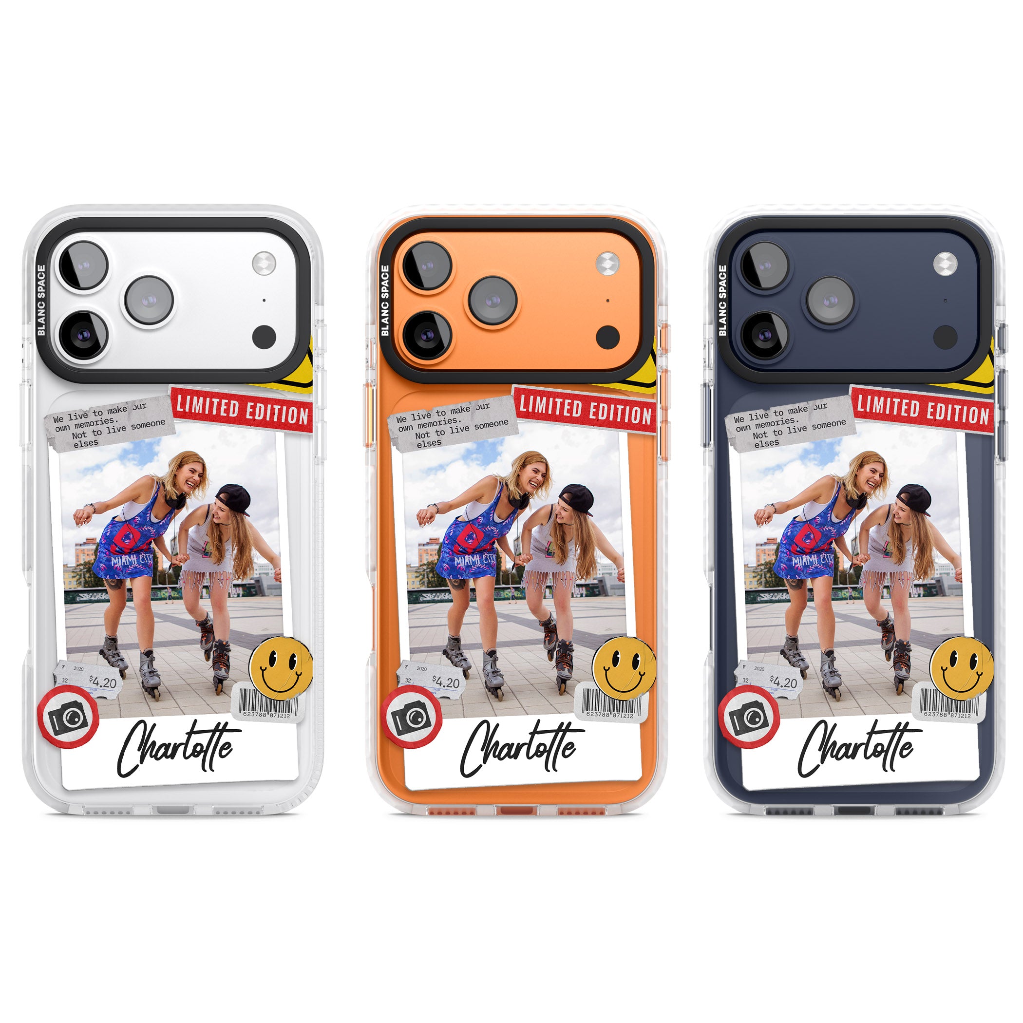 Personalised Sticker Mix Instant Photo iPhone 17 Pro Impact Clear Phone Case APT Impact Protection