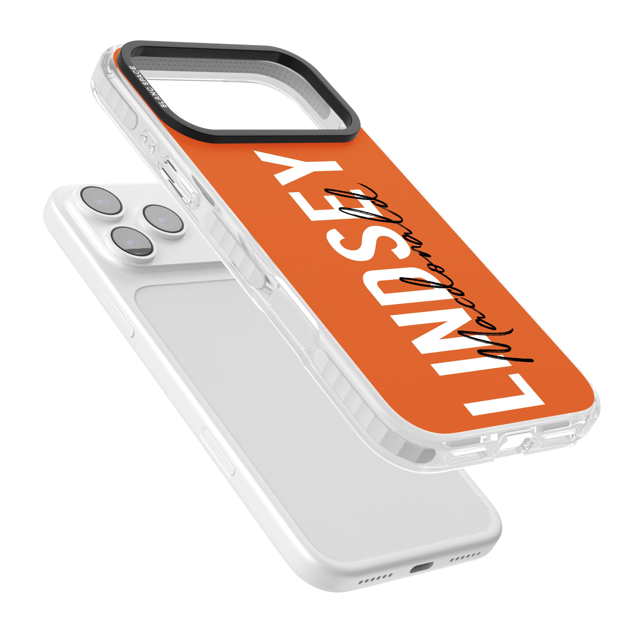 Personalised Bold Name: Orange iPhone 17 Pro Impact Clear Phone Case Colours