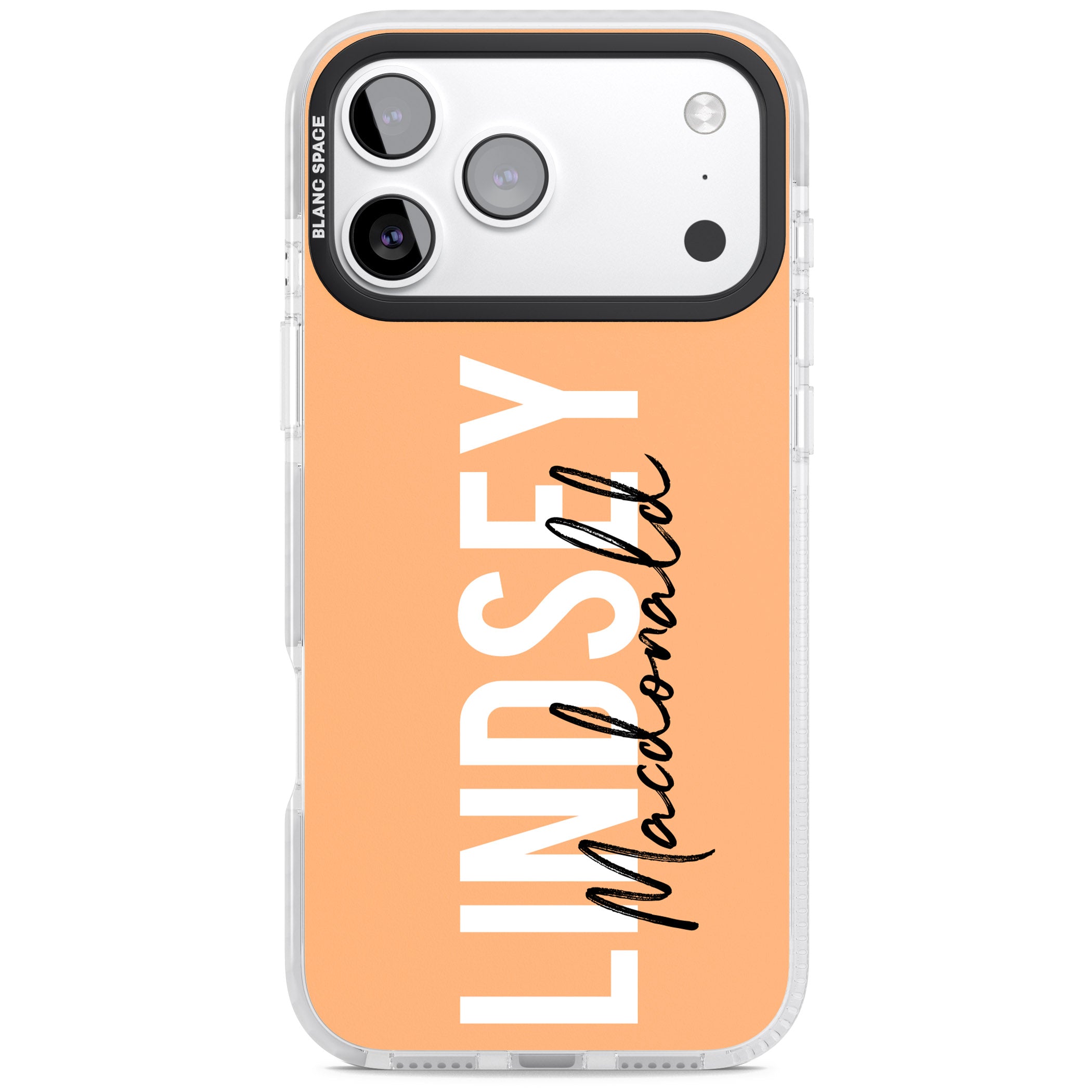Personalised Bold Name: Peach iPhone 17 Pro Max Impact Clear Phone Case