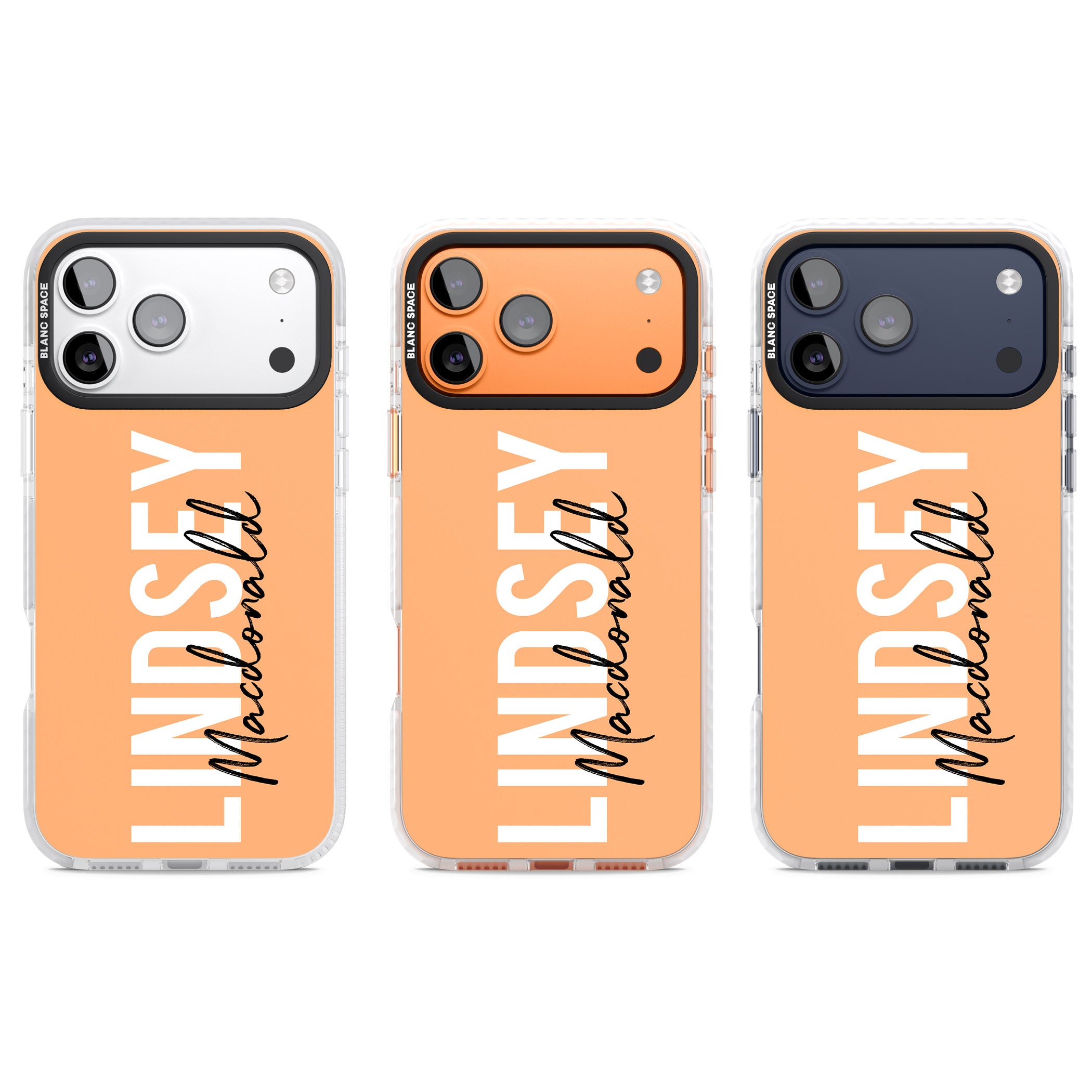 Personalised Bold Name: Peach iPhone 17 Pro Impact Clear Phone Case APT Impact Protection