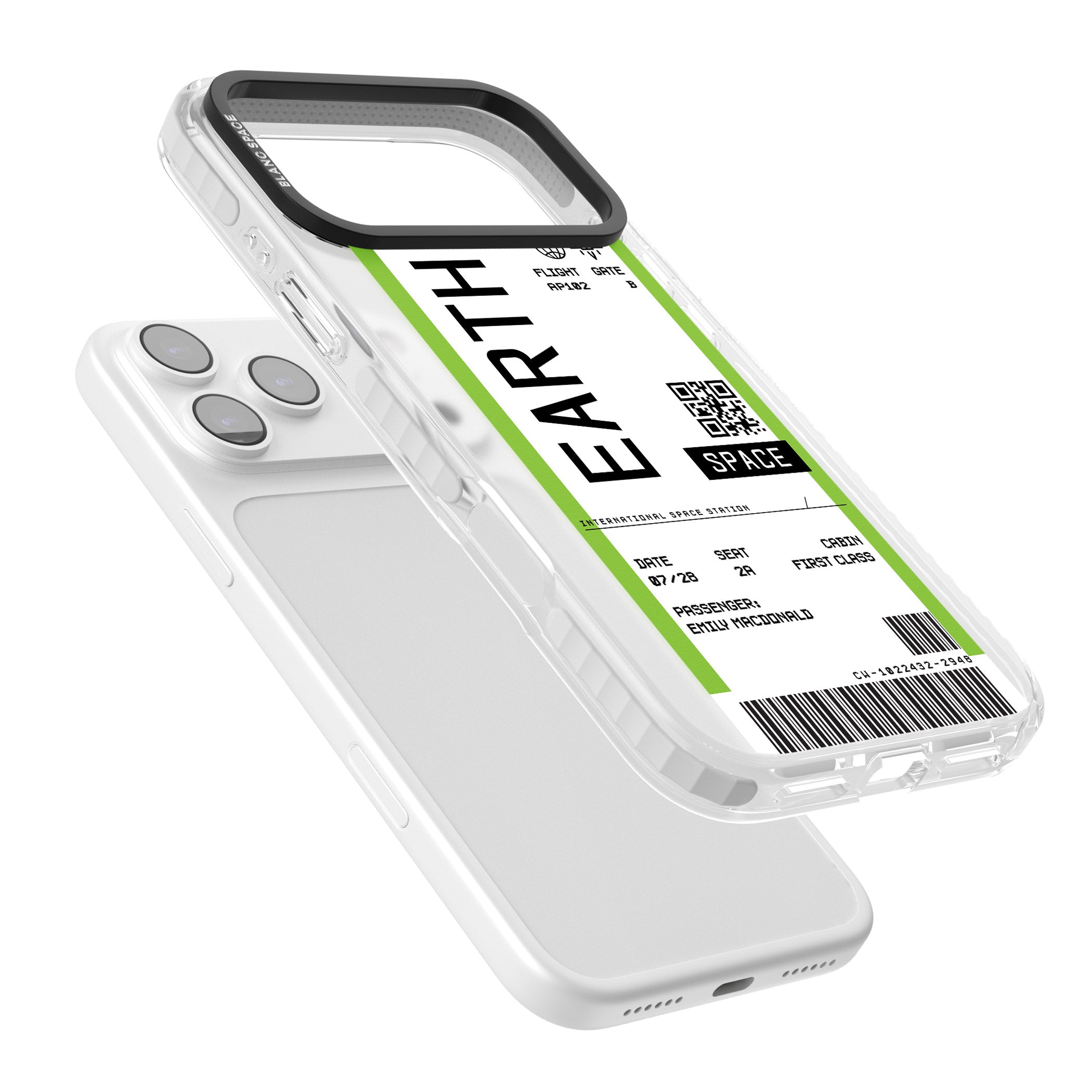 Personalised Earth Travel Ticket iPhone 17 Pro Impact Clear Phone Case Colours