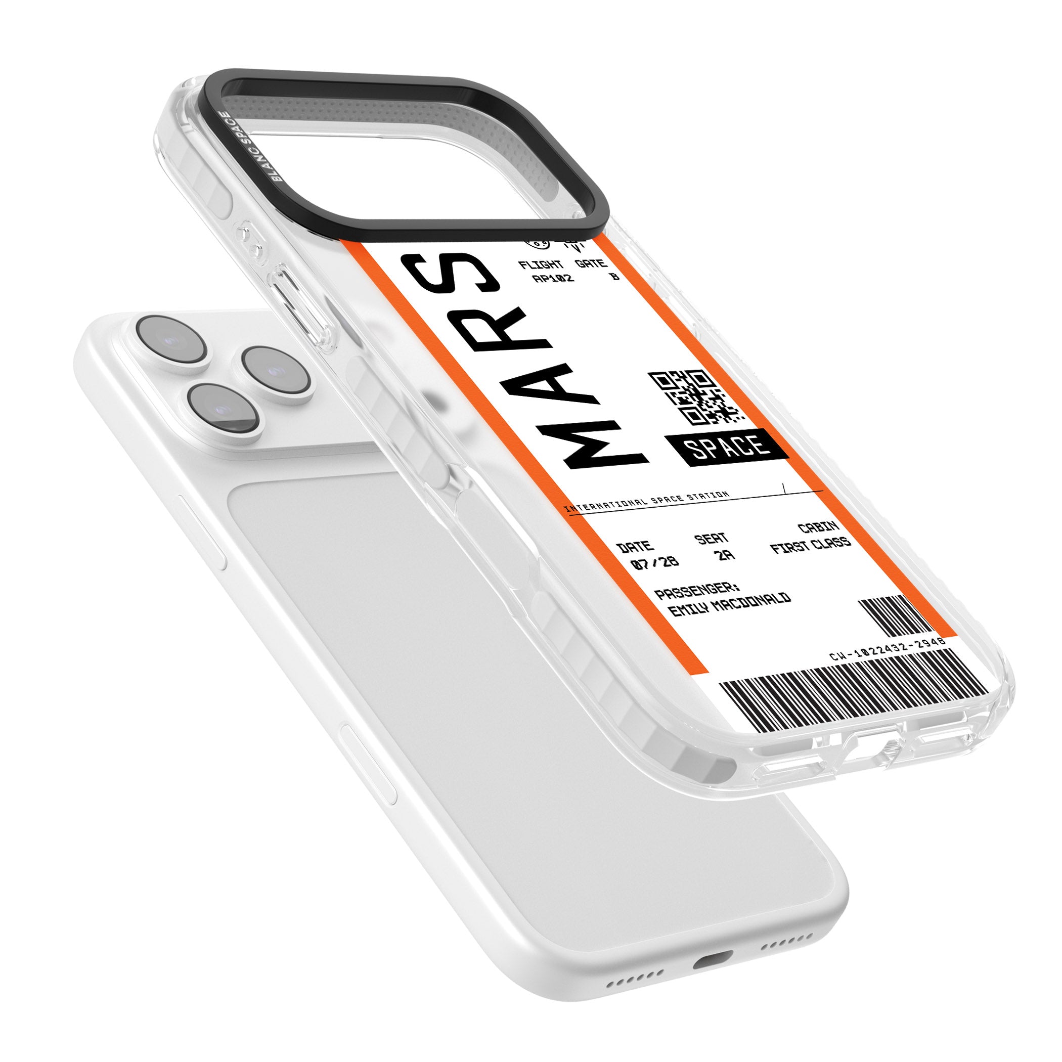 Personalised Mars Travel Ticket iPhone 17 Pro Max Impact Clear Phone Case Colours