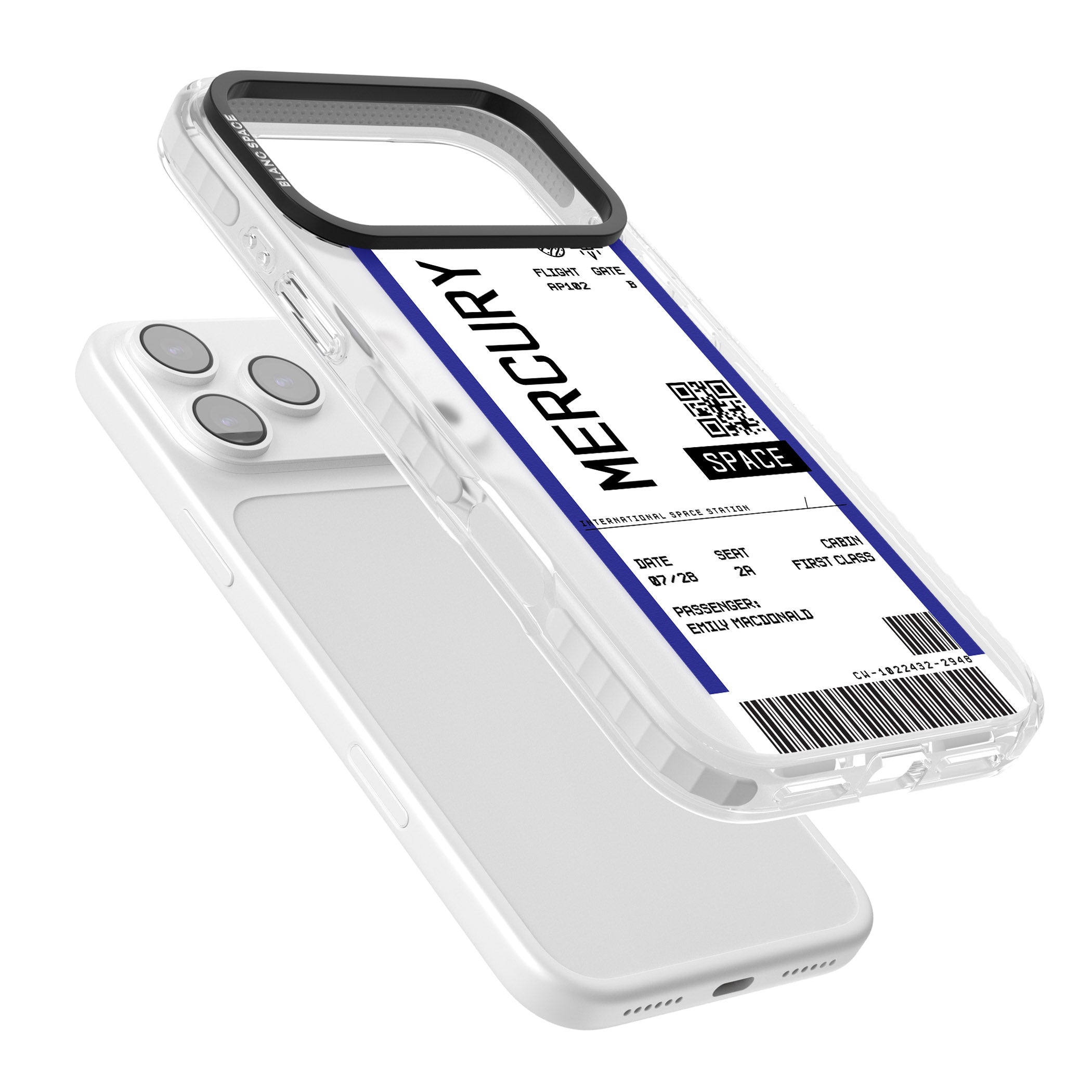 Personalised Mercury Travel Ticket iPhone 17 Pro Impact Clear Phone Case Colours