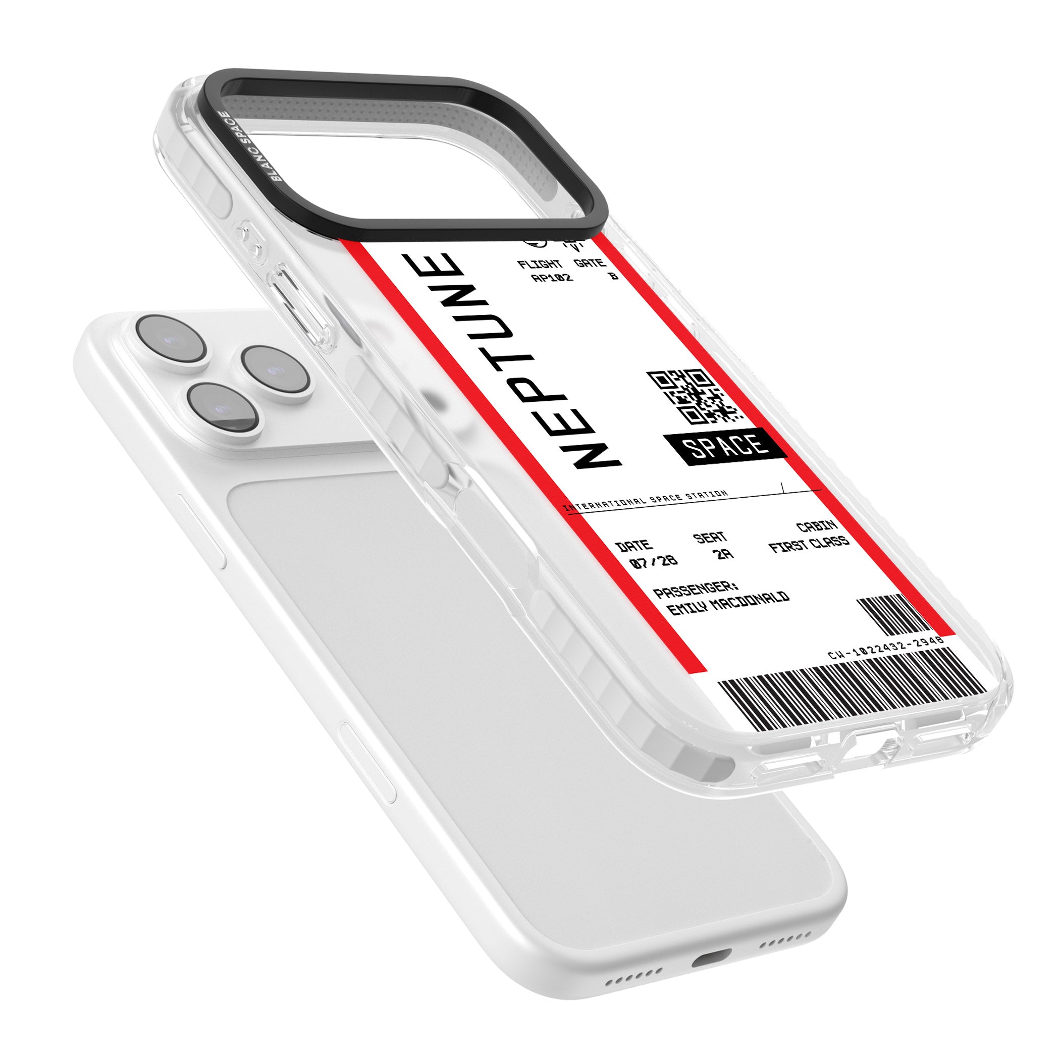 Personalised Neptune Travel Ticket iPhone 17 Pro Impact Clear Phone Case Colours