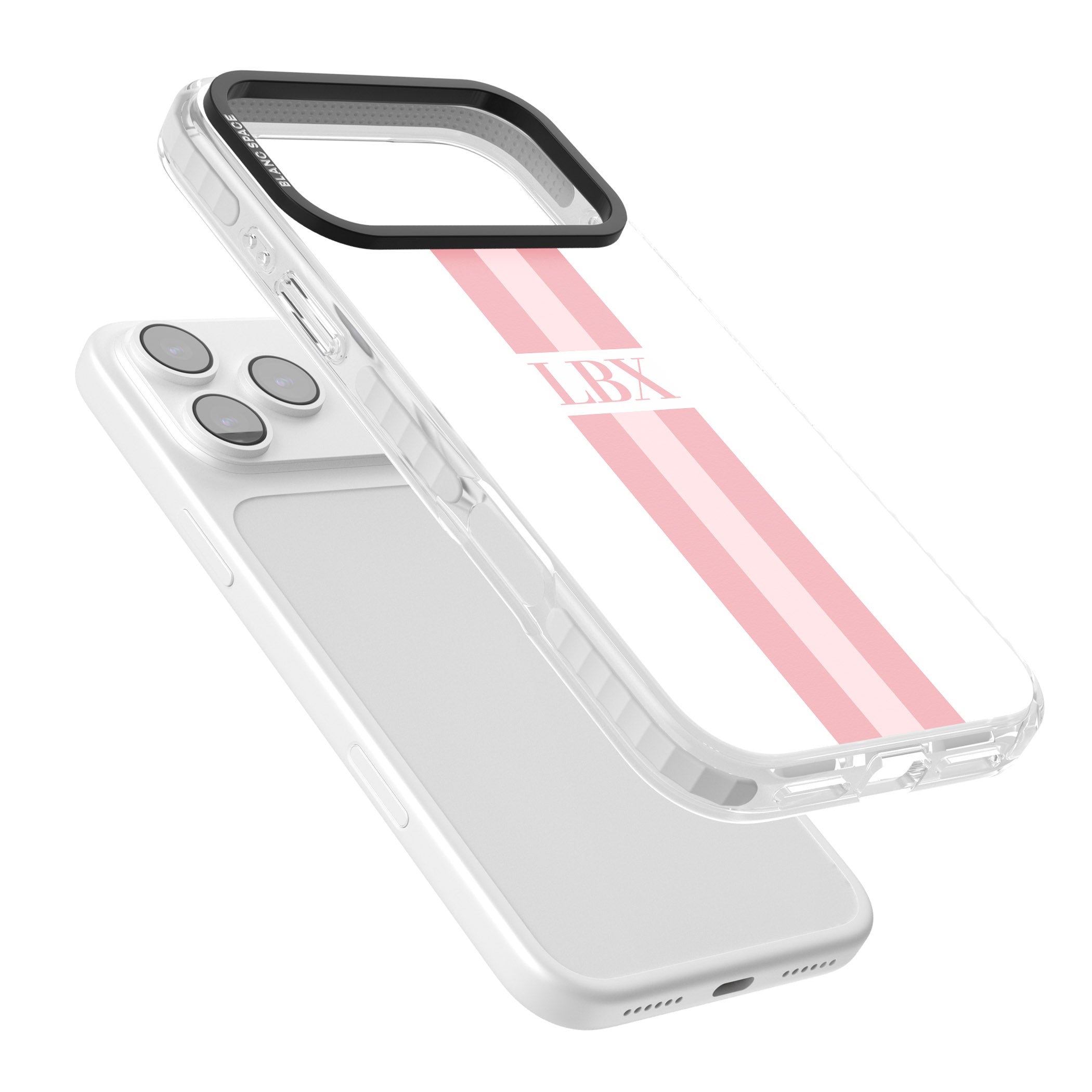 Personalised Minimal Pink Stripe iPhone 17 Pro Max Impact Clear Phone Case Colours