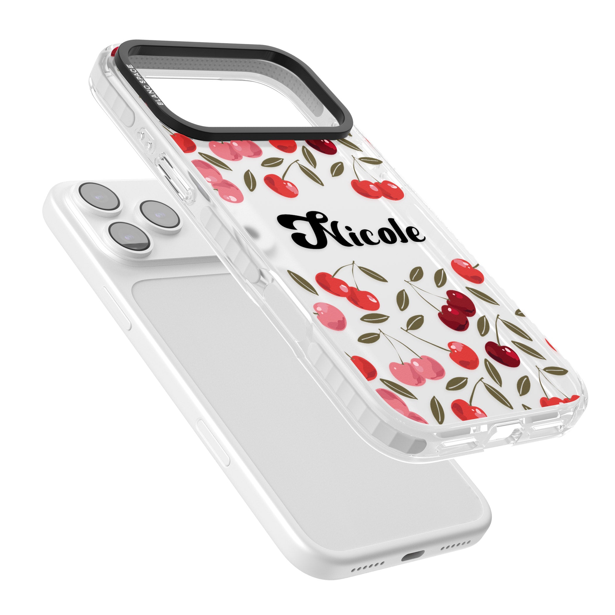 Personalised Cherry Pattern iPhone 17 Pro Max Impact Clear Phone Case Colours