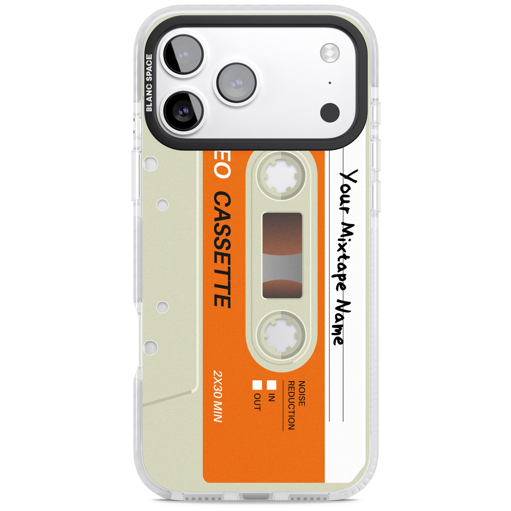 Personalised Retro Cassette Classic iPhone 17 Pro Max Impact Clear Phone Case