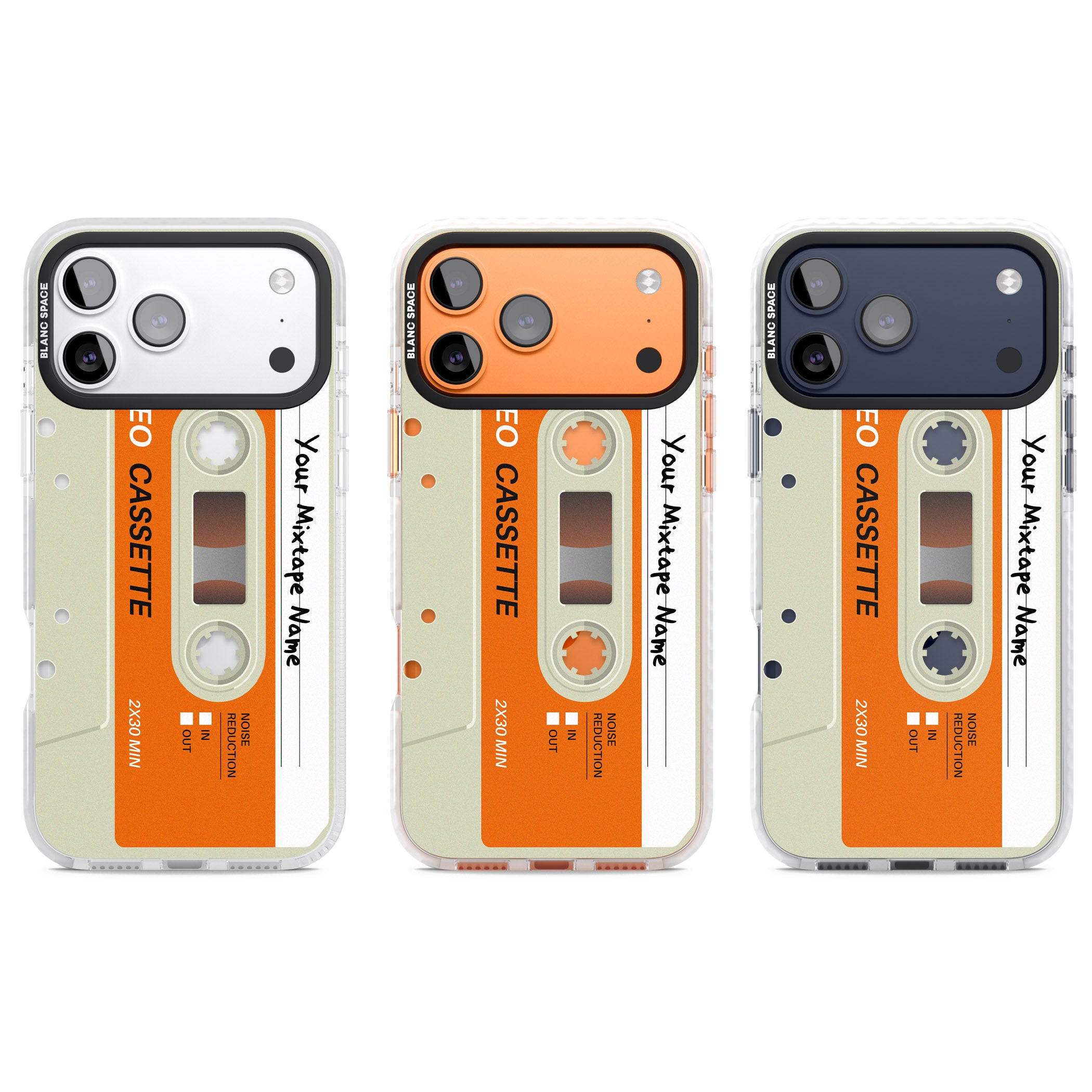 Personalised Retro Cassette Classic iPhone 17 Pro Impact Clear Phone Case APT Impact Protection