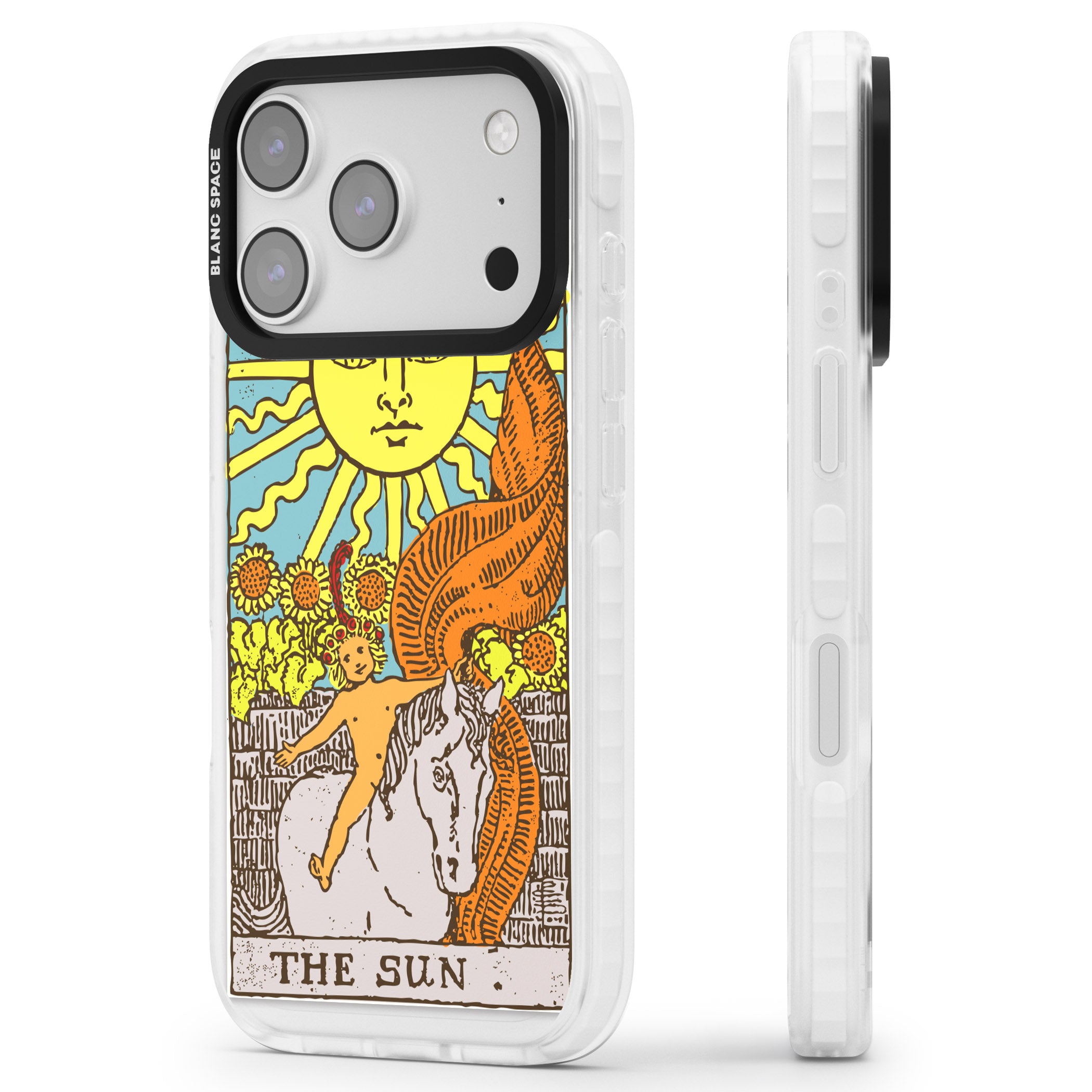 Personalised The Sun Tarot Card (Color) iPhone 17 Pro Impact Clear Phone Case Side Profile