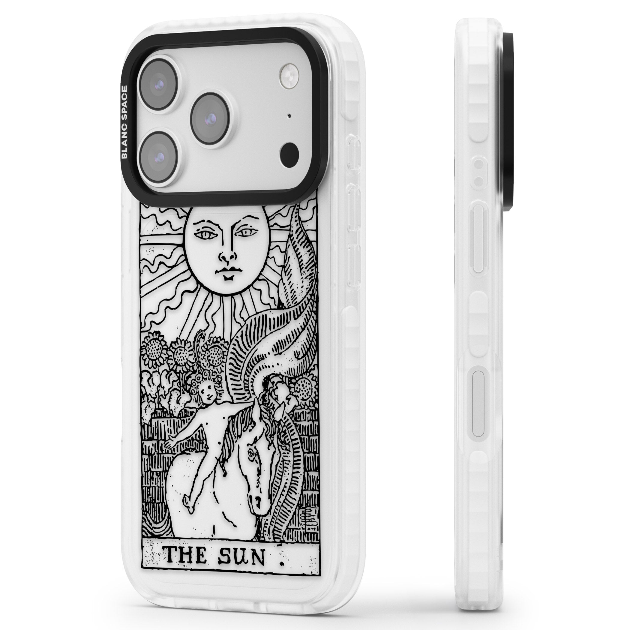 Personalised The Sun Tarot Card (Clear) iPhone 17 Pro Max Impact Clear Phone Case Side Profile