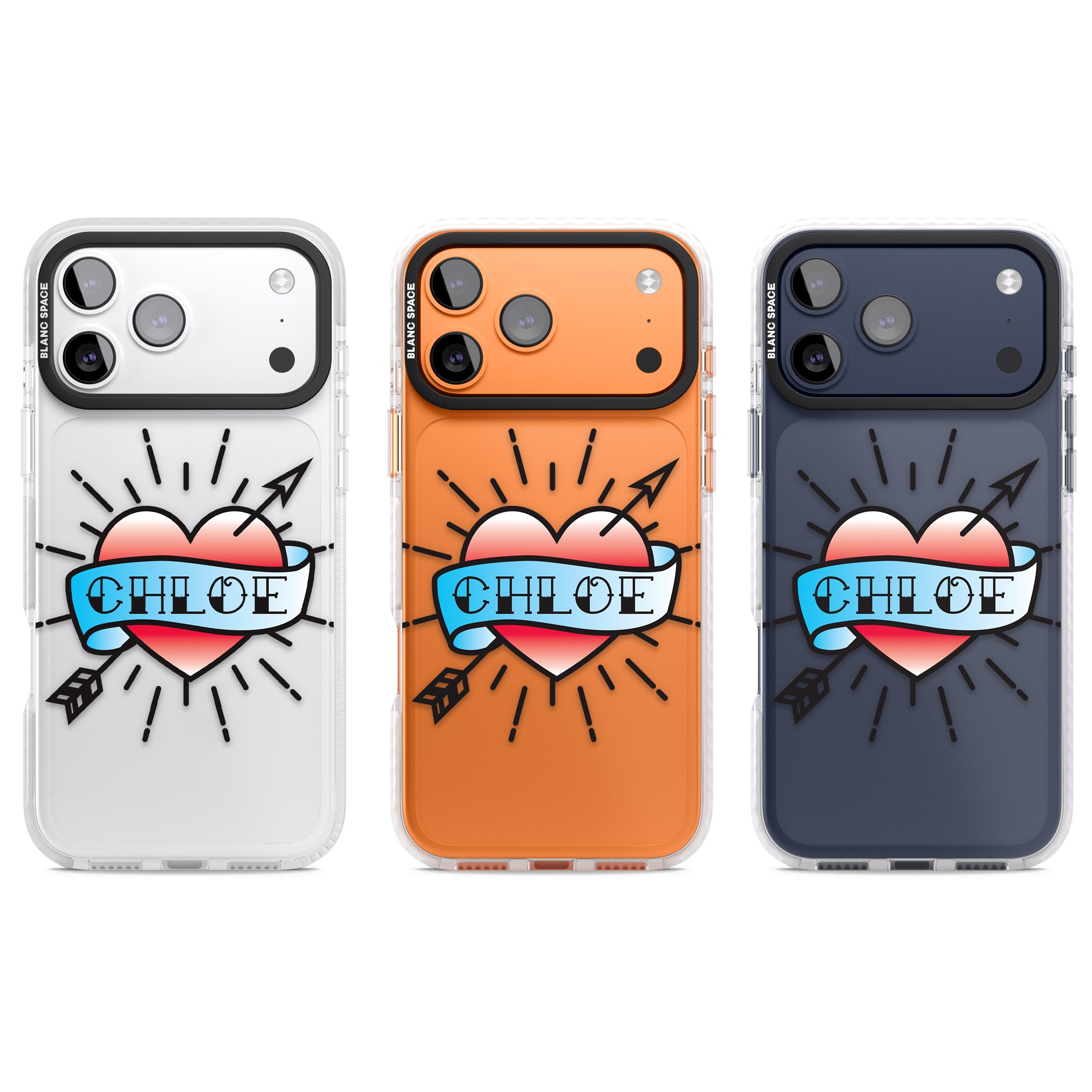 Personalised Heart Tattoo iPhone 17 Pro Impact Clear Phone Case APT Impact Protection