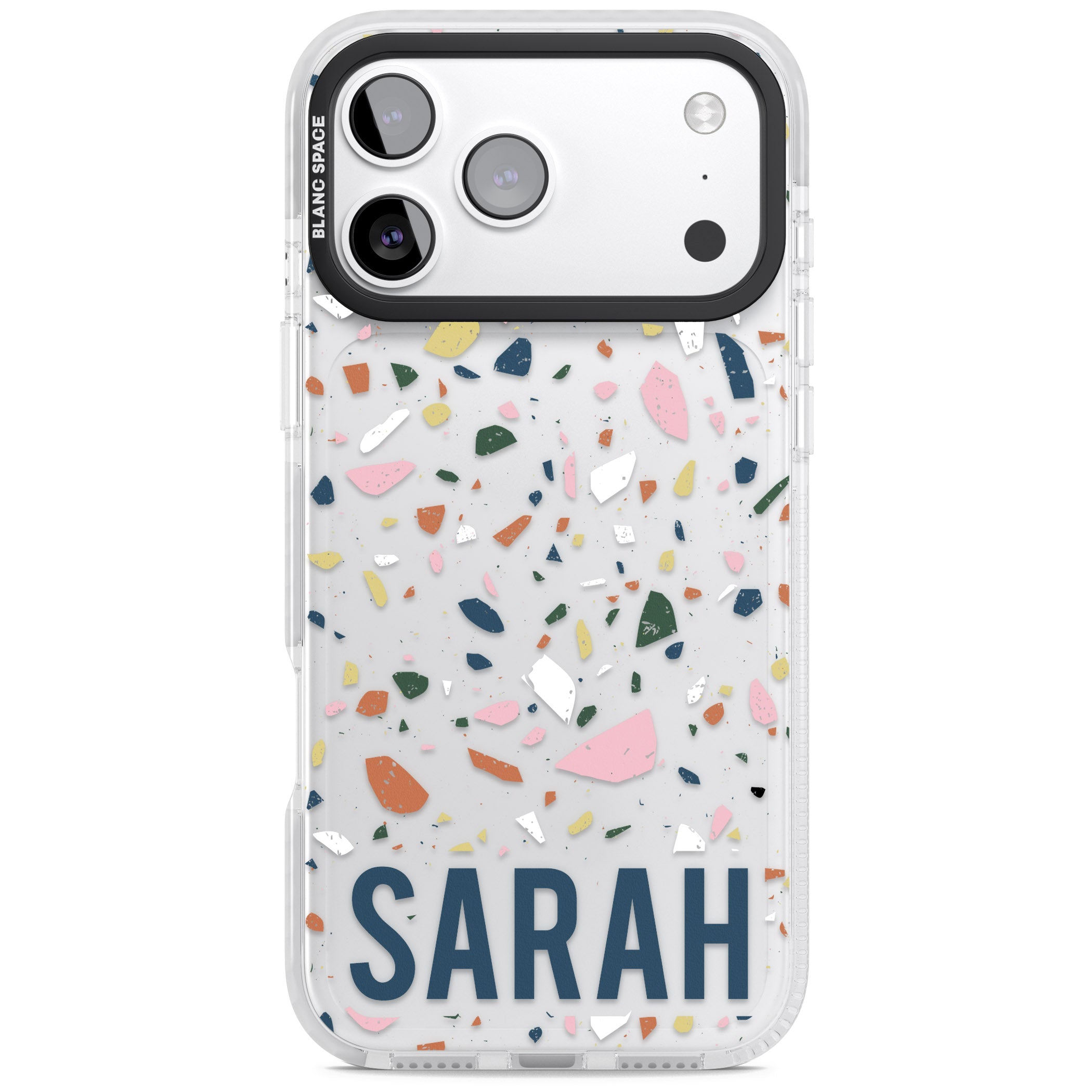 Personalised Terrazzo iPhone 17 Pro Impact Clear Phone Case