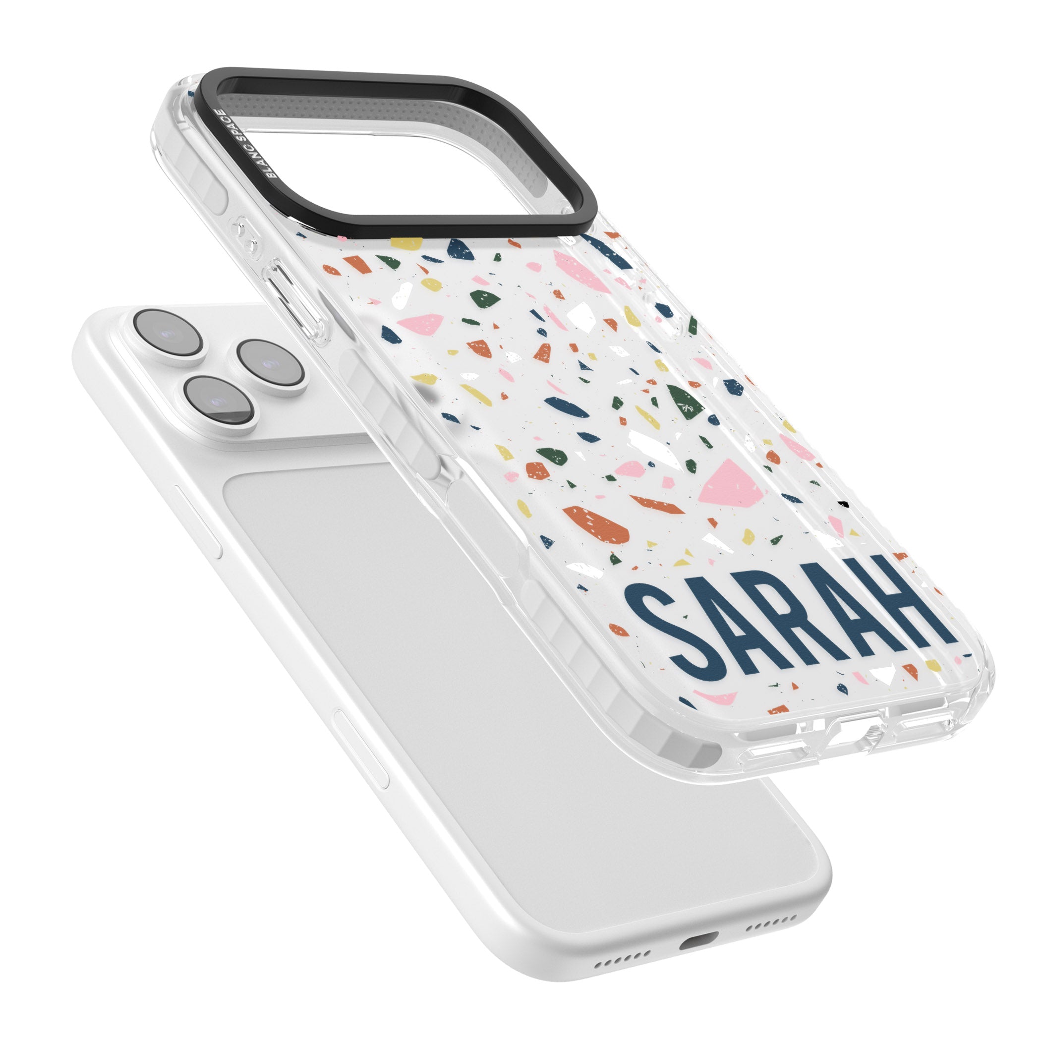 Personalised Terrazzo iPhone 17 Pro Impact Clear Phone Case Colours