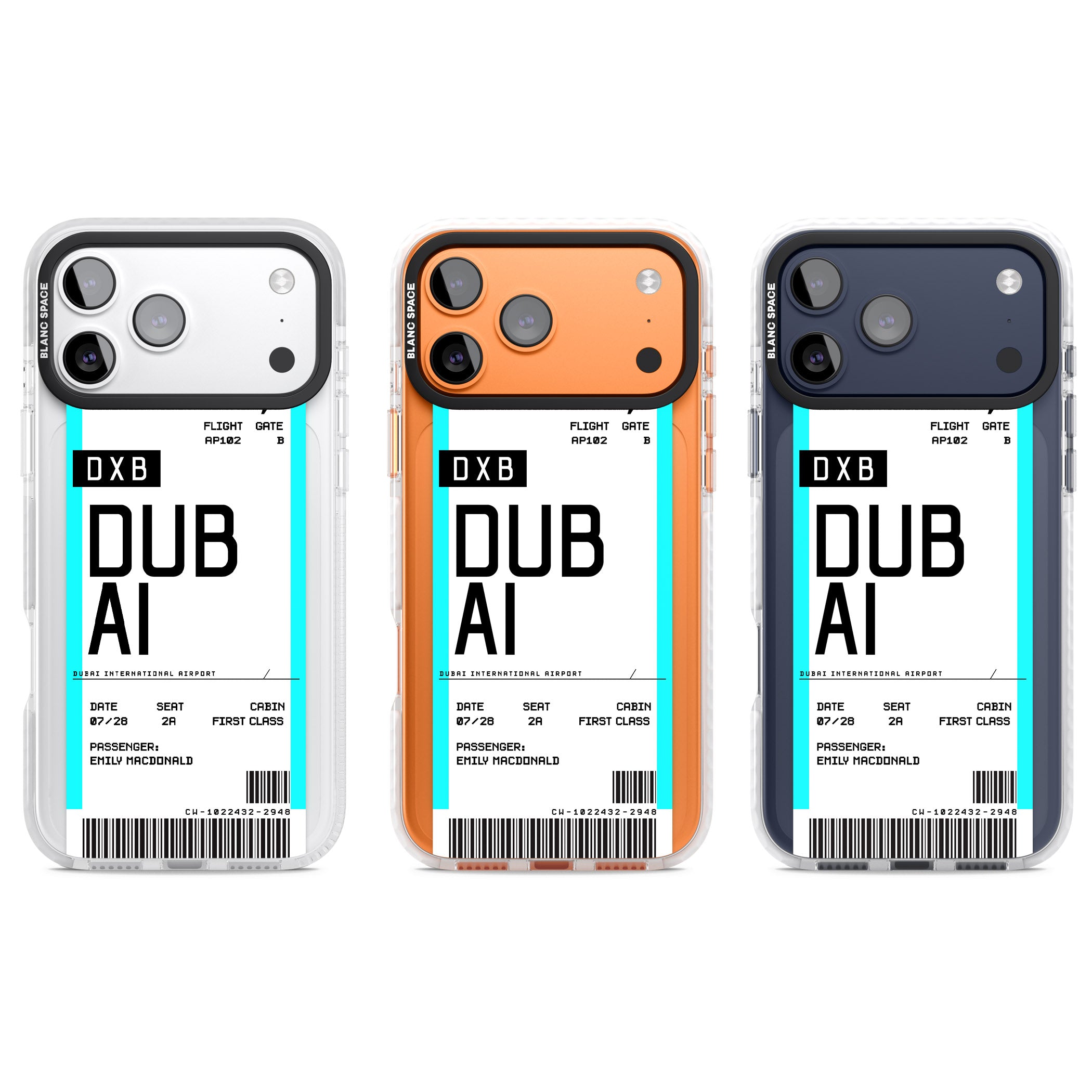 Personalised Dubai Boarding Pass iPhone 17 Pro Impact Clear Phone Case APT Impact Protection