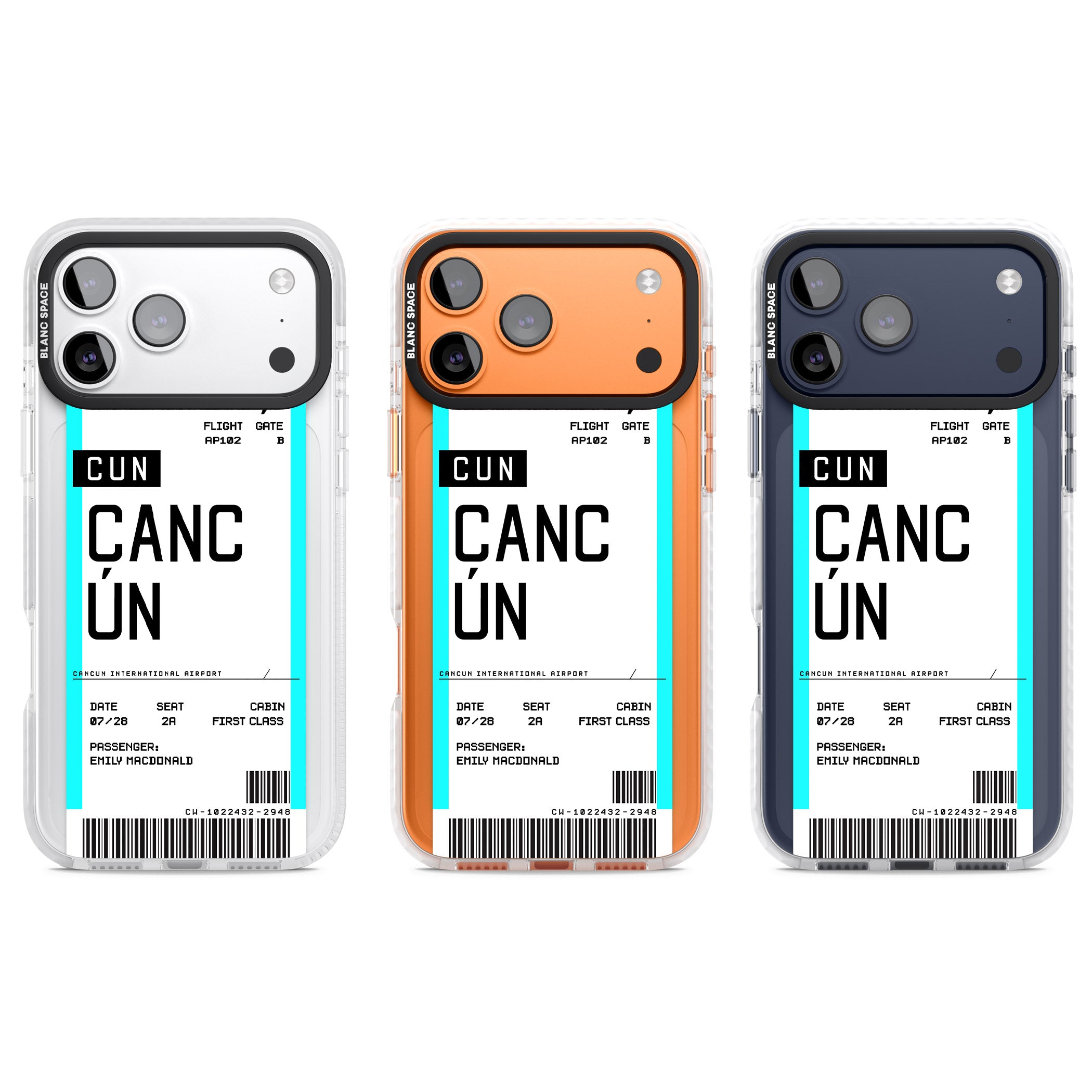 Personalised Cancún Boarding Pass iPhone 17 Pro Impact Clear Phone Case APT Impact Protection