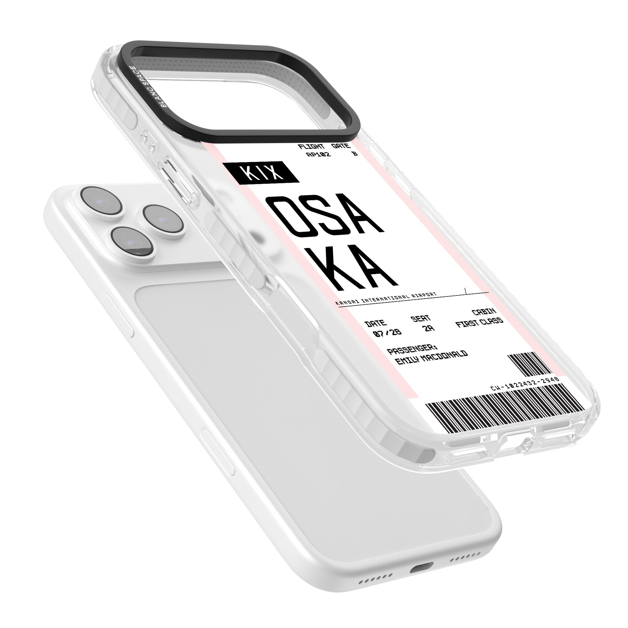 Personalised Osaka Boarding Pass iPhone 17 Pro Impact Clear Phone Case Colours