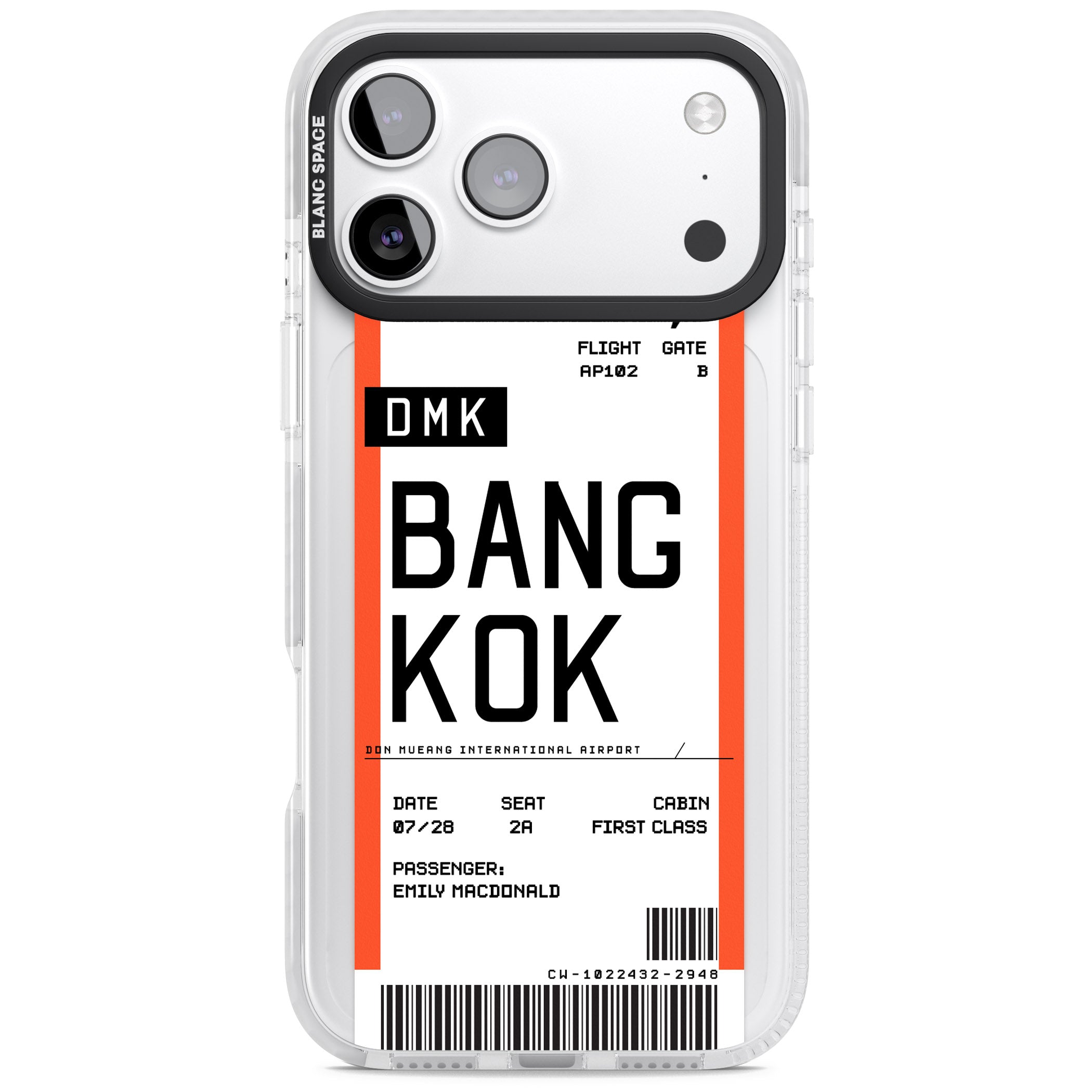 Personalised Bangkok Boarding Pass iPhone 17 Pro Impact Clear Phone Case