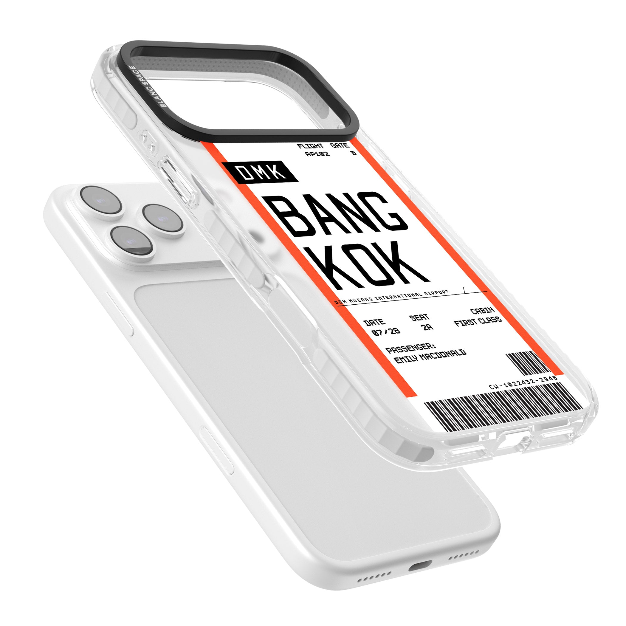 Personalised Bangkok Boarding Pass iPhone 17 Pro Impact Clear Phone Case Colours
